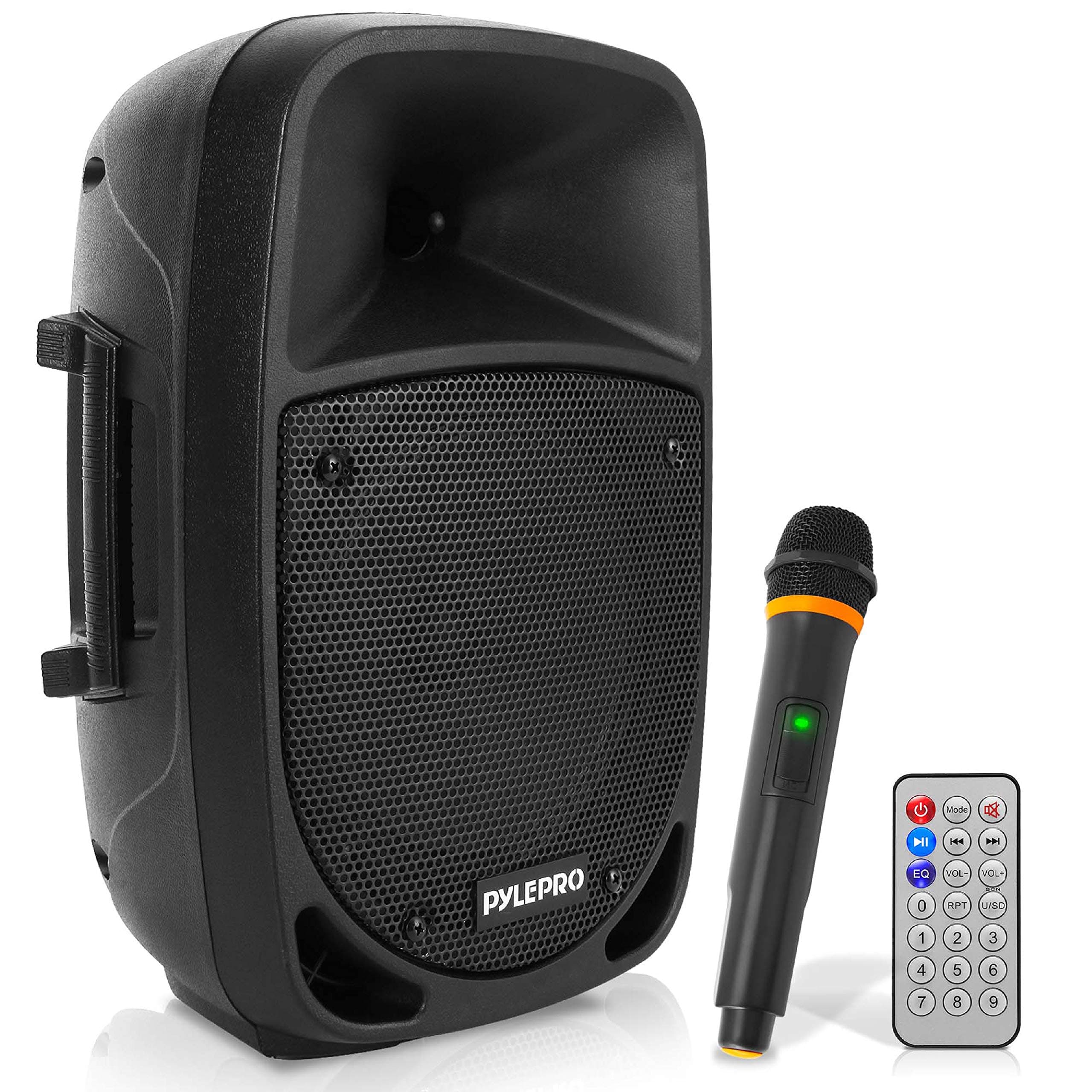 800W Portable Bluetooth PA Speaker - 8’’ Subwoofer, LED Battery Indicator Lights w/ Built-in Rechargeable Battery, MP3/USB/SD Card Reader, and UHF ...