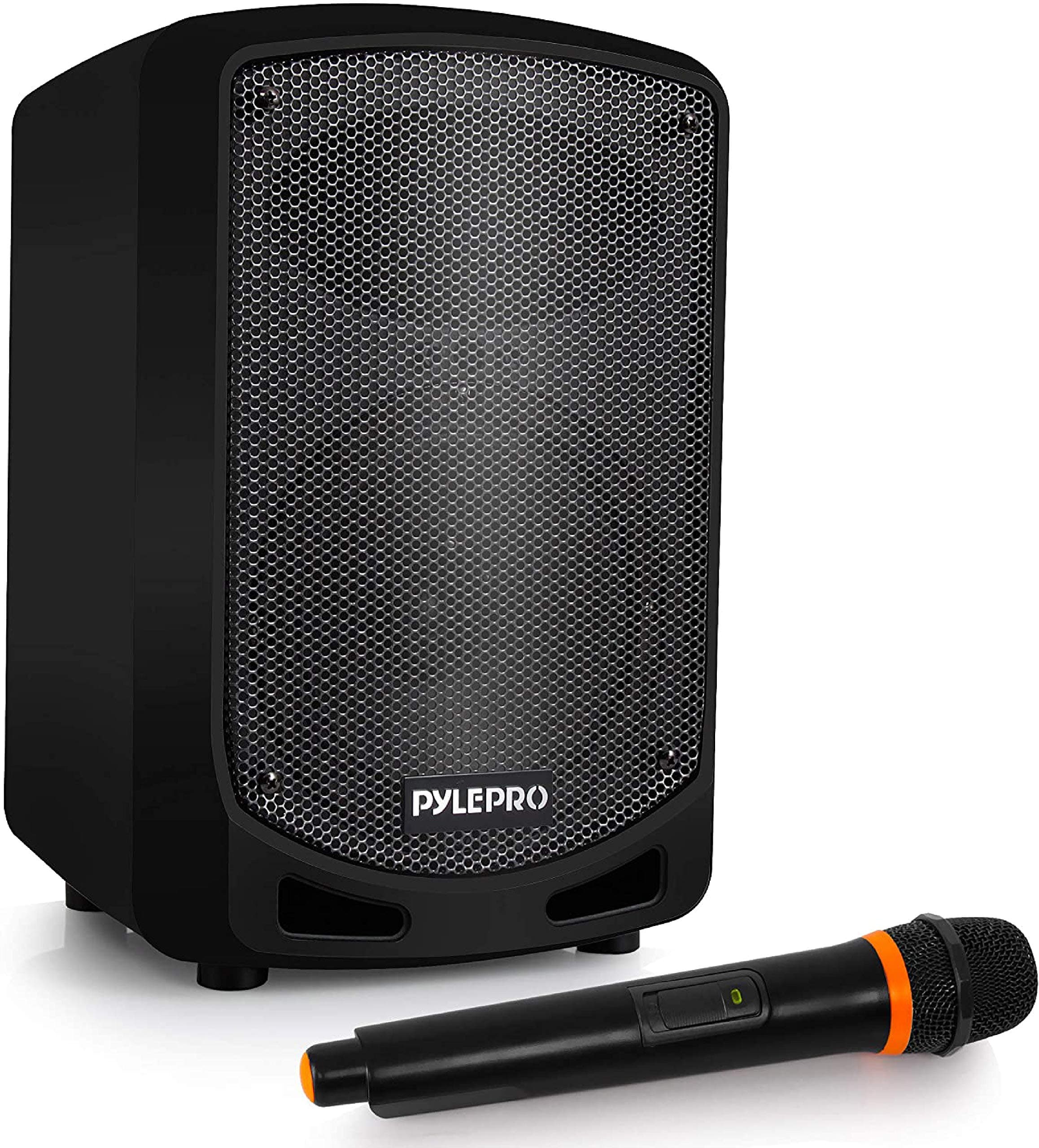 Pyle Bluetooth Karaoke PA Speaker - Indoor / Outdoor Portable Sound System with Wireless Mic, Audio Recording, Rechargeable Battery, USB / SD Reade...