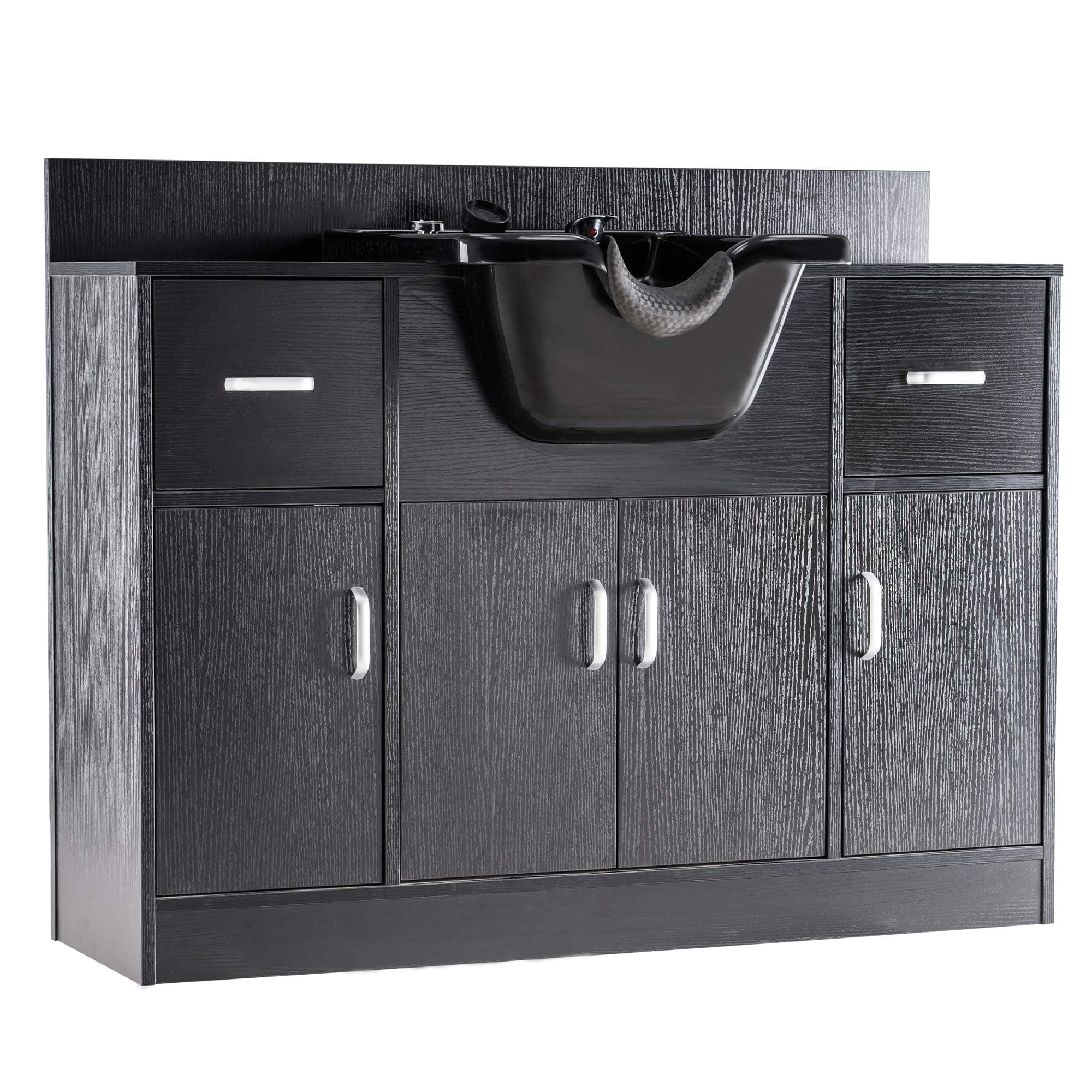 BarberPub Multi-Functional Shampoo Station with Shampoo Bowl and Storage Cabinet, All in One Backwash Sink Chair Spa Salon Beauty Equipment, 6154-7...