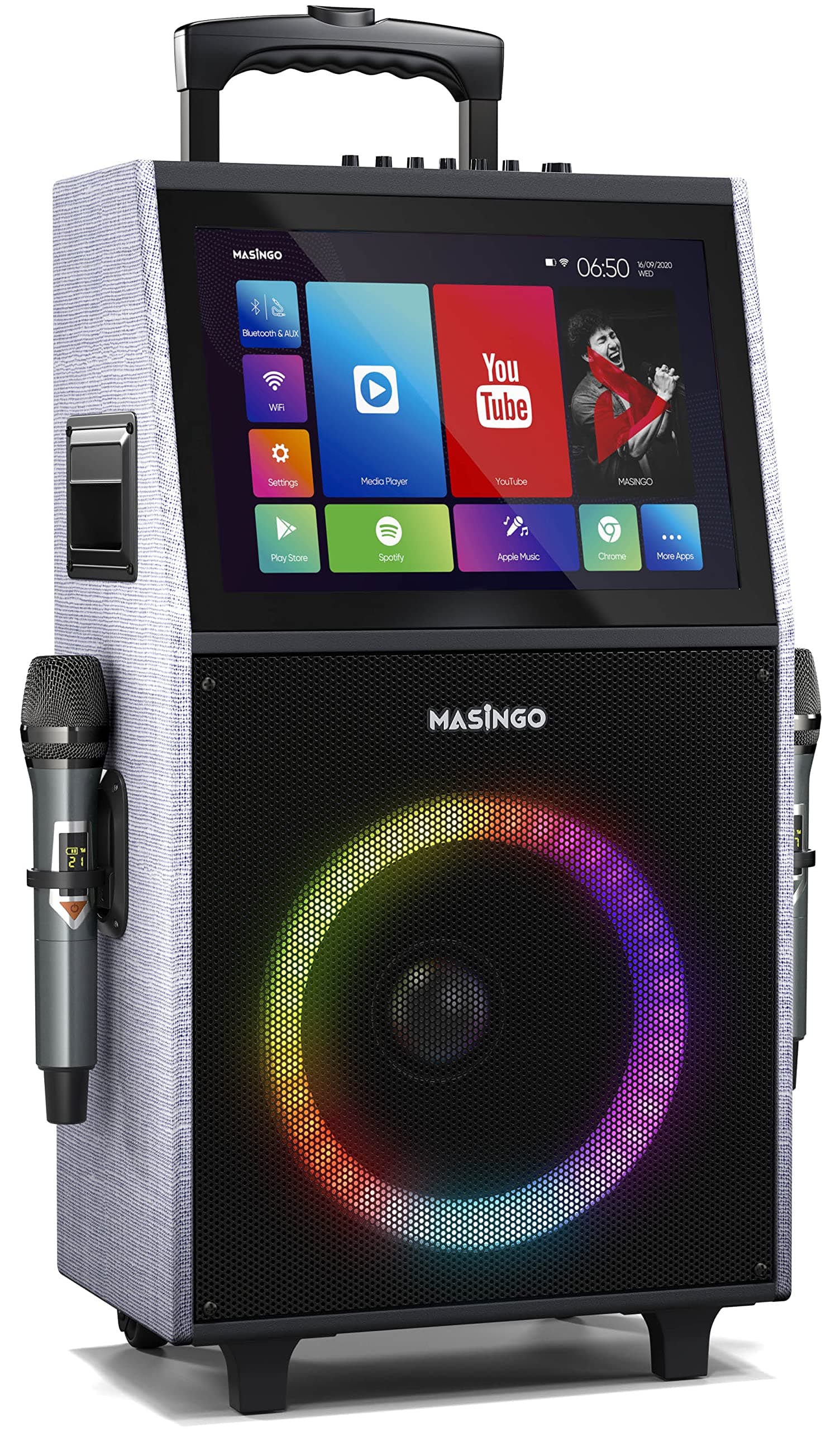 MASINGO 2022 New Professional Karaoke Machine with Lyrics Display Screen for Adults and Kids - Bluetooth Portable PA Speaker System with WiFi, Buil...