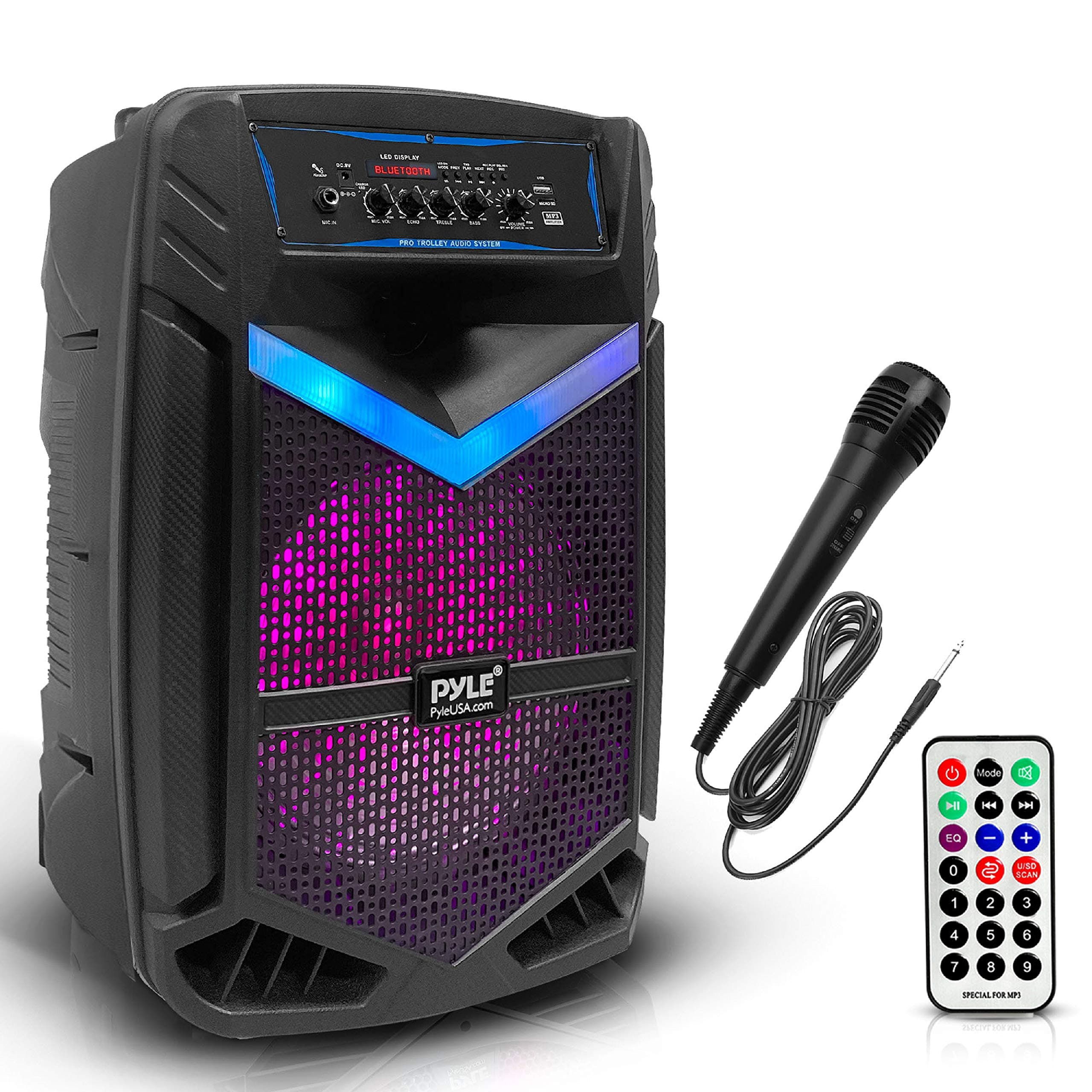 Portable Bluetooth PA Speaker System - 600W Rechargeable Outdoor Bluetooth Speaker Portable PA System w/ 10” Subwoofer 1” Tweeter, Recording Functi...