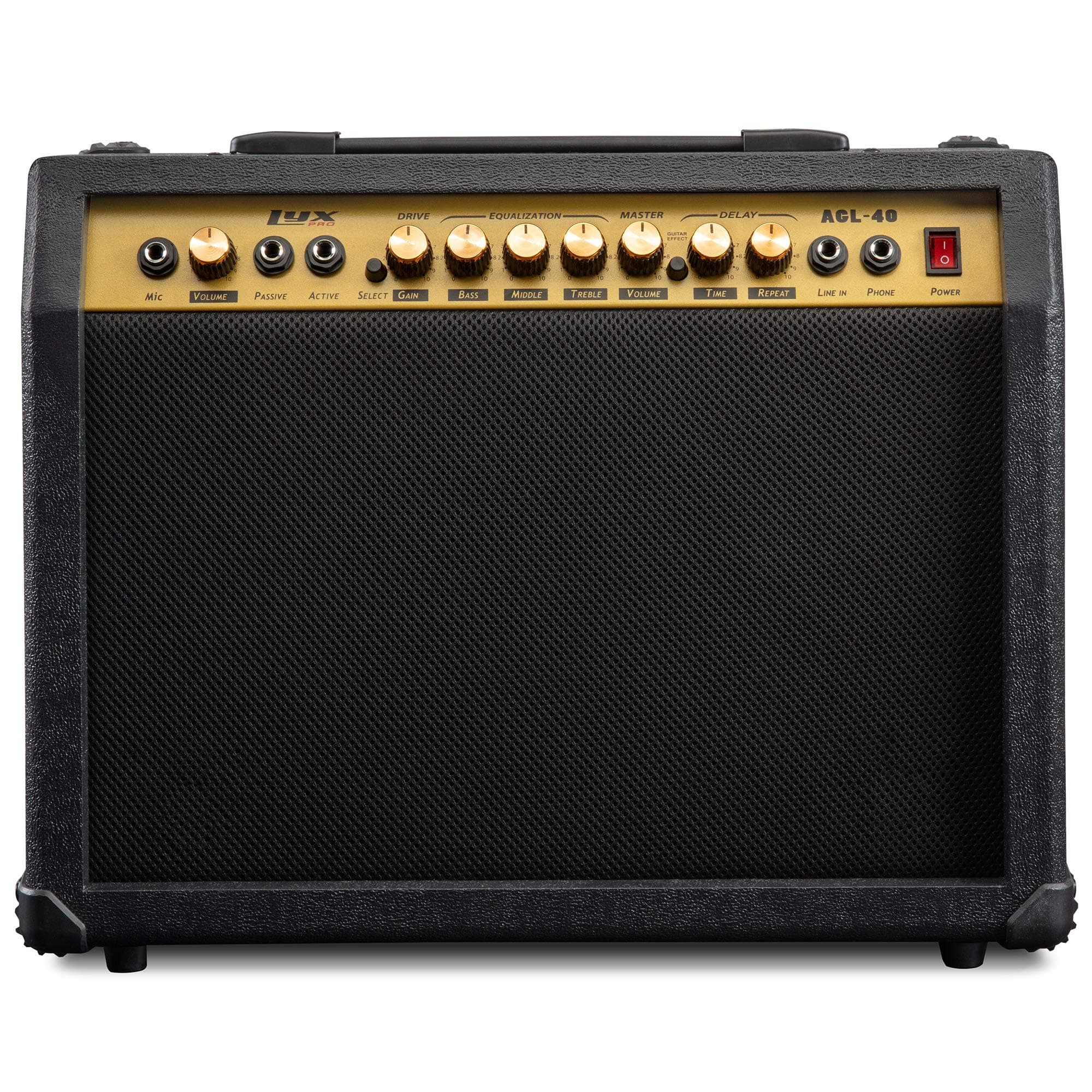 LyxPro 40 Watt Electric Guitar Amplifier | Combo Solid State Studio & Stage Amp with 8” 4-Ohm Speaker, Custom EQ Controls, Drive, Delay, ¼” Passive...