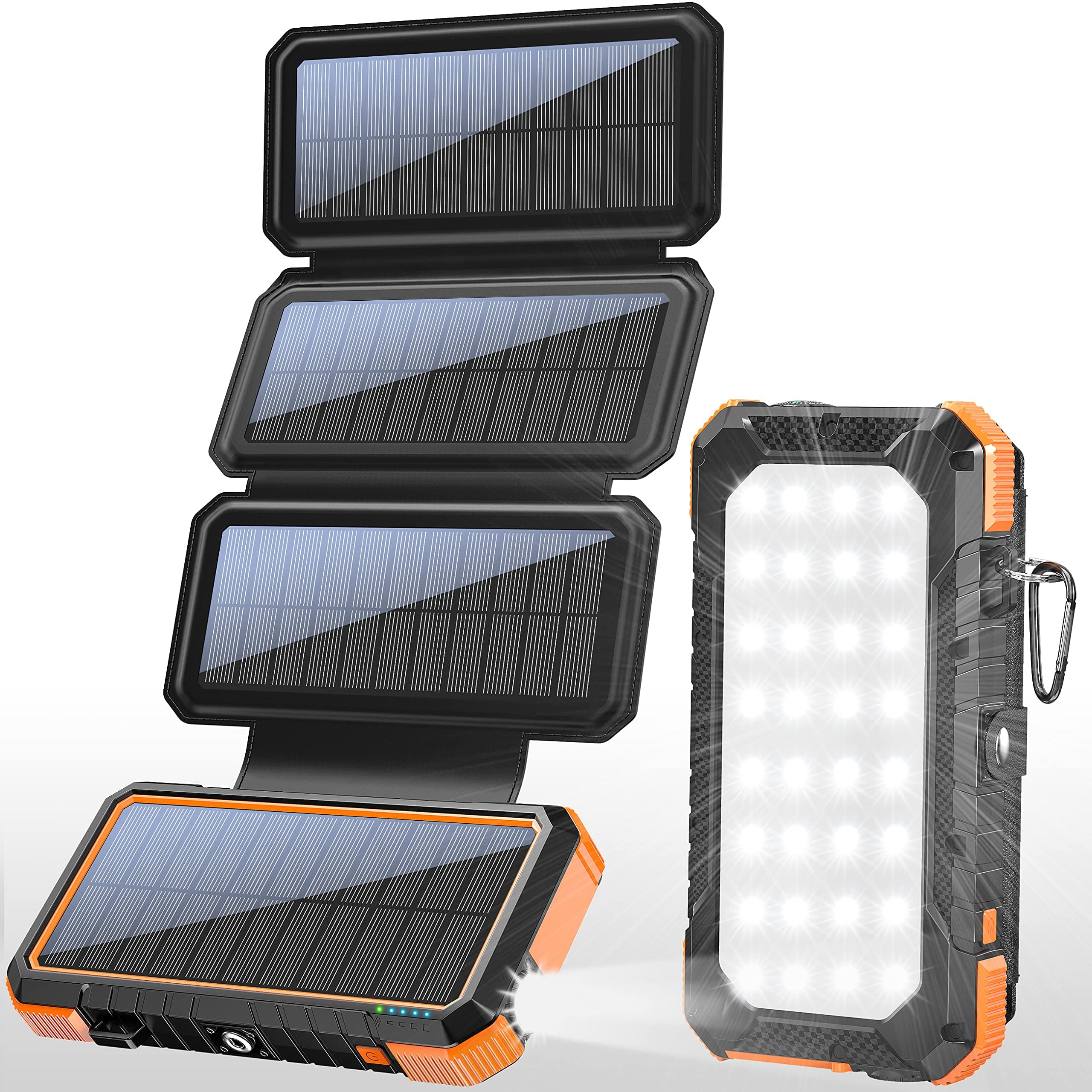 BLAVOR Solar Charger with Foldable Panels, Outdoor Power Bank 18W Fast Charging, 20,000mAh Solar Powered Charger with Camping Light/Flashlight/Comp...