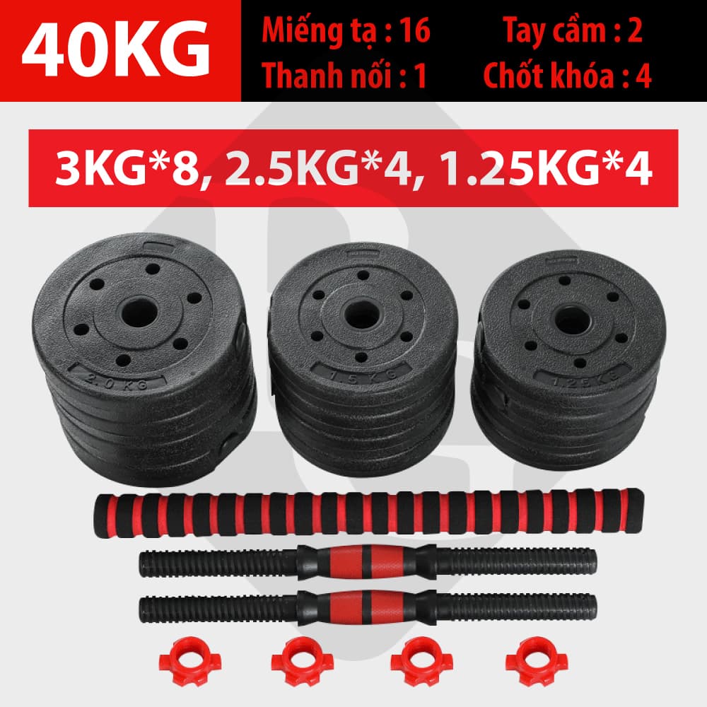 Ta đôi, Tạ tay Chọn Lực Nặng Của Tạ 20kg ,30kg, 40kg Tùy chọn tap tay đẩy kết hợp, tạ nam nữ tập gym tập thon tay Giá tốt Hàng Chuẩn  hàng nhập khẩu - PVC-40KG