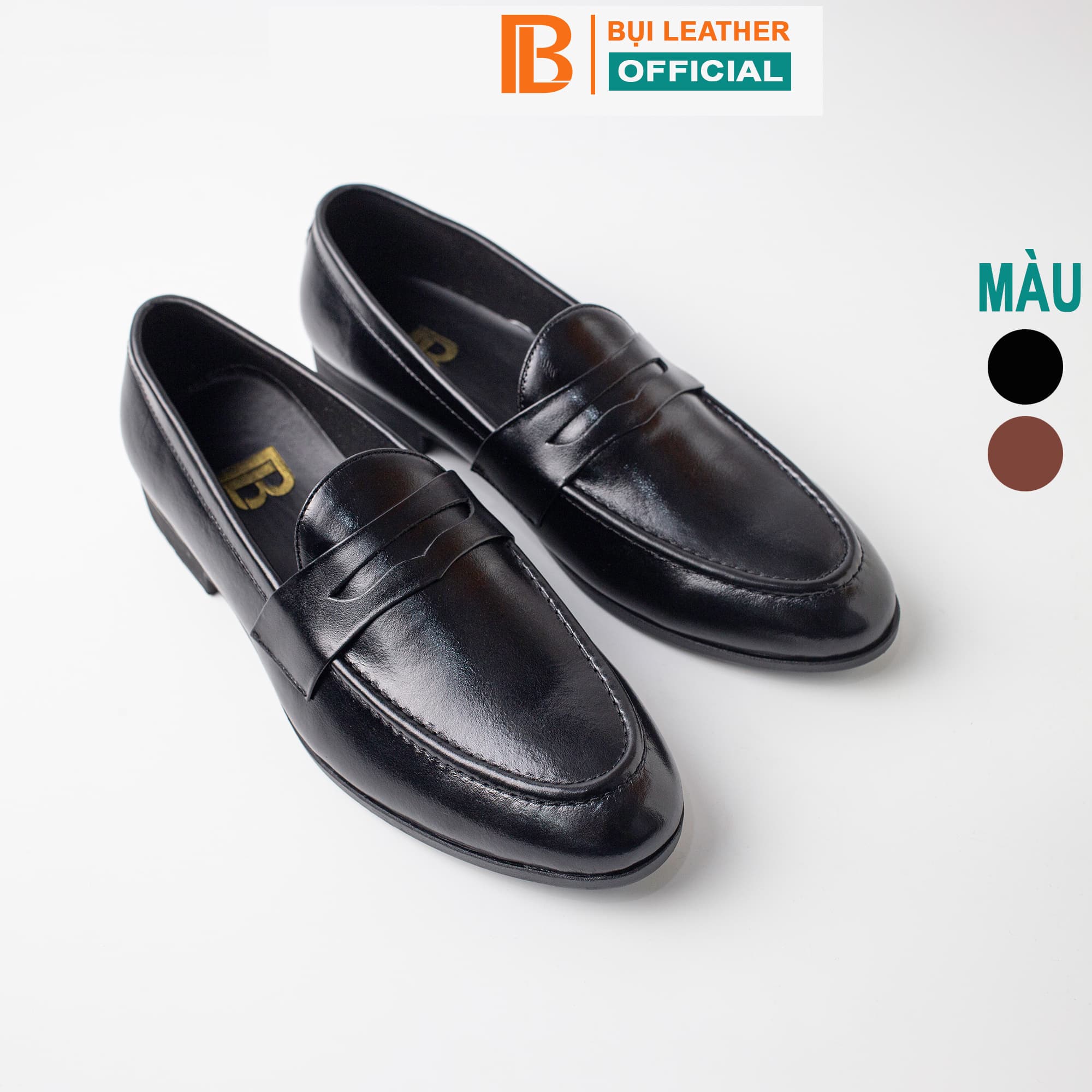 Giày lười da nam công sở Bụi Leather G120 - Da bò Nappa cao cấp - Bảo hành 12 tháng - 43 - Màu Đen