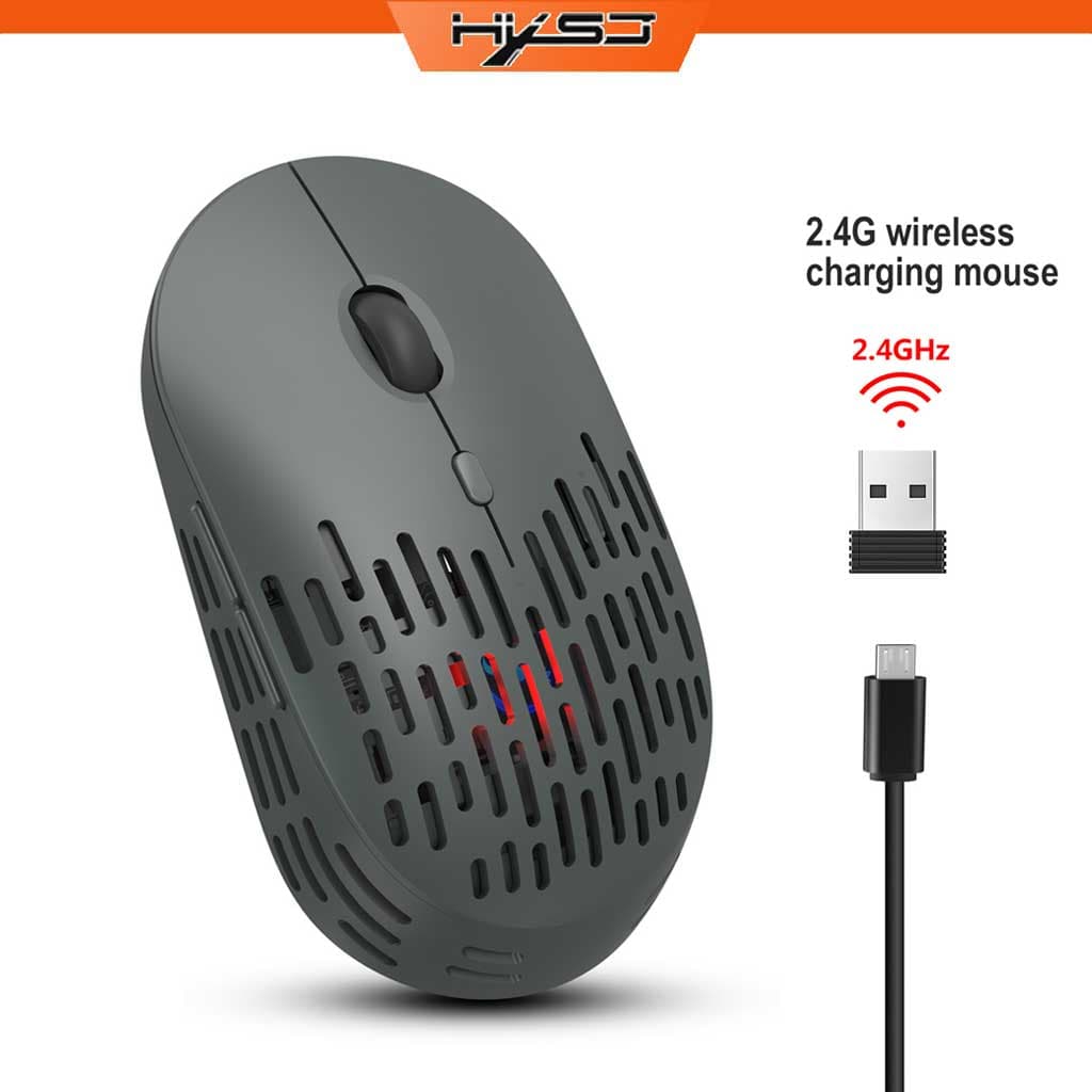 Chuột Không Dây HXSJ T38 Sạc Điện Wireless 2.4Ghz DPI 1600 - Hàng Chính Hãng - Màu xám đen