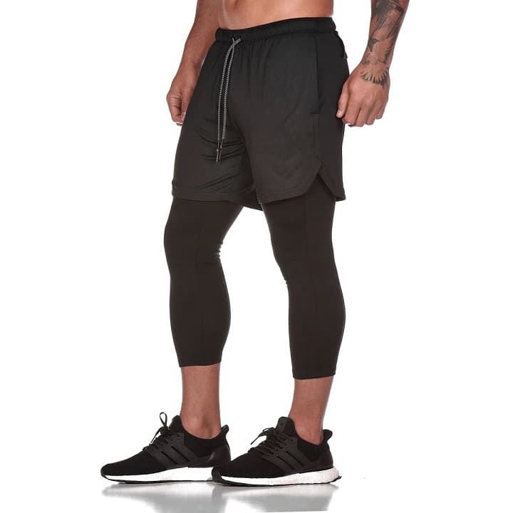 Quần Tập Gym Nam 2 Lớp Kết  Hợp Legging Chuyên Nghiệp - Quần Bóng Rổ - Quần Thể Thao Nam SZone SQ517 - Đen - XL