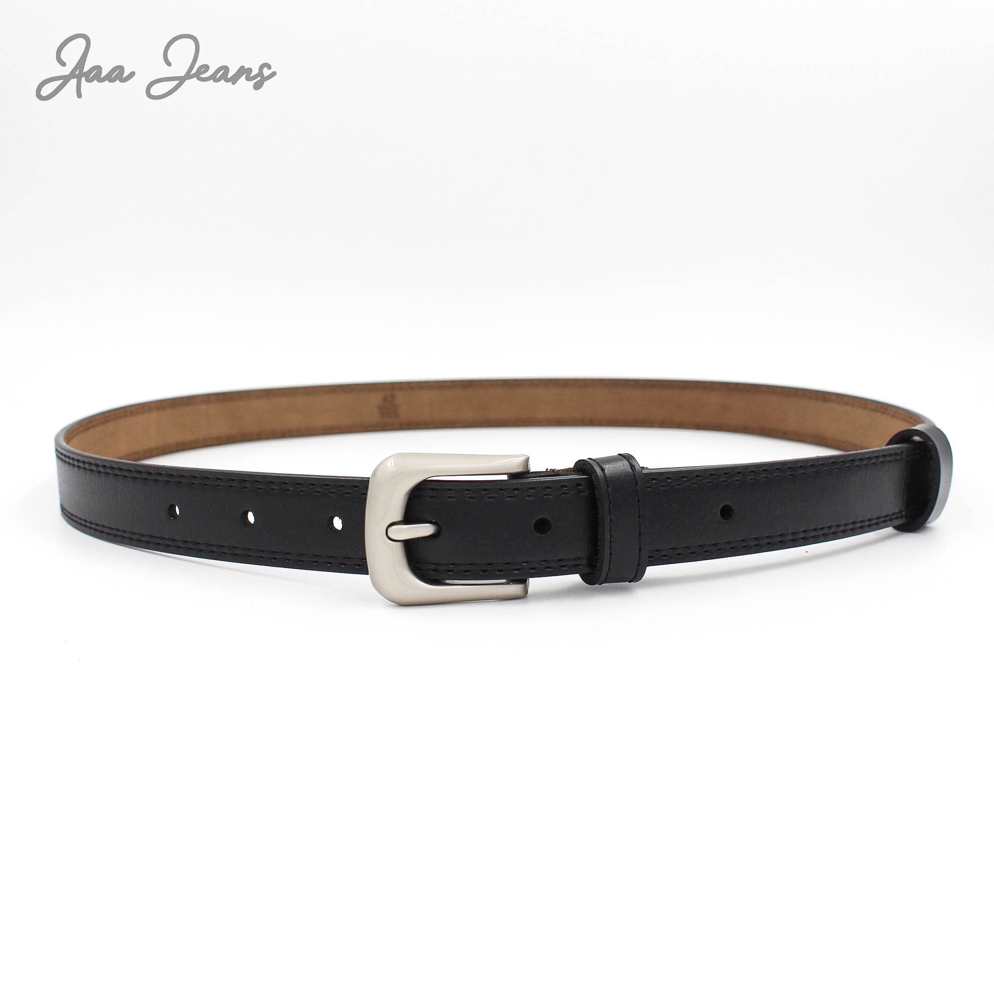 Dây Lưng Nữ Khóa Classic Genuine Grain Leather Aaa Jeans - Đen