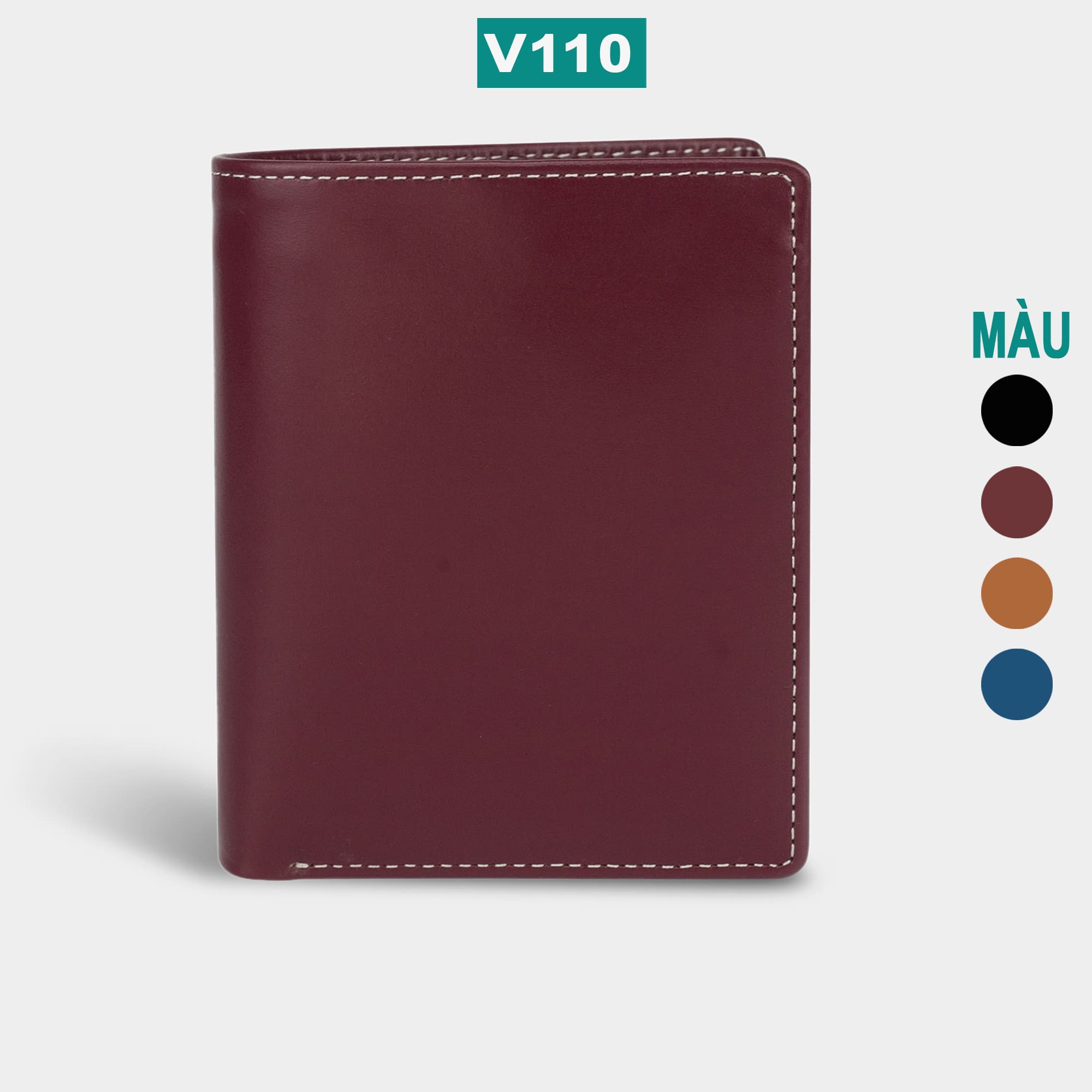 Ví da nam, bóp da nam Bụi Leather V110 - Da bò Pullup cao cấp - Bảo hành 12 tháng - Đứng
