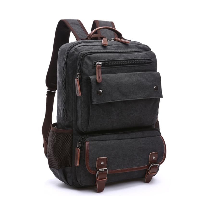 Balo nam vải canvas cao cấp phong cách mới 15,6 - Màu đen