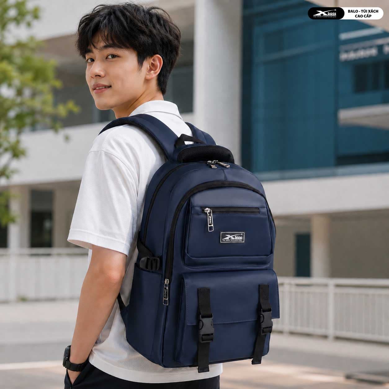 Balo Trung Học Thời Trang Cao Cấp XBags Dark Blue Xb3202  Balo Nhiều Ngăn, Chống Nước, Đựng Laptop 15.6 Inch, Cá Tính, Trẻ Trung