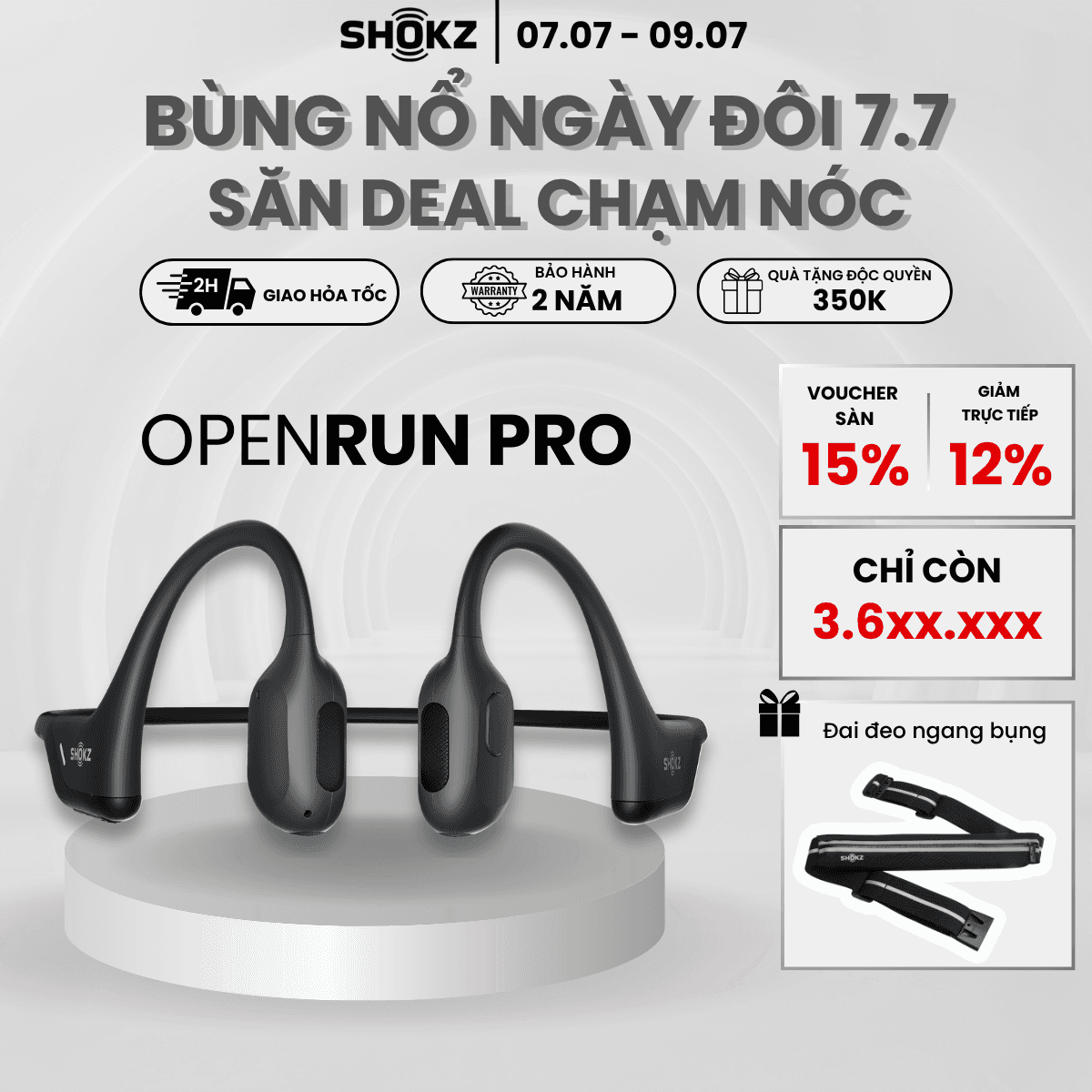 Tai Nghe Bluetooth Thể Thao Truyền Âm Thanh Qua Xương SHOKZ OPENRUN PRO S810 - Hàng chính hãng - Sạc nhanh Thời lượng Pin 10 tiếng - Kháng nước IP55 - màu đen