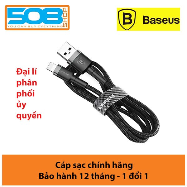 Cap sac nhanh 2.4A Baseus Cafule dây bên chông gâp đông bô data nhanh chong danh cho iPhone dai 100CM  nhiêu mau  - Hang chinh hang - Đen Xam