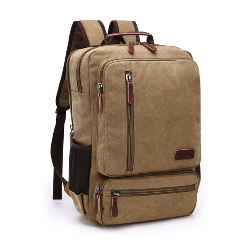 Balo nam vải canvas cao cấp phong cách mới 15,6 - Màu kaki