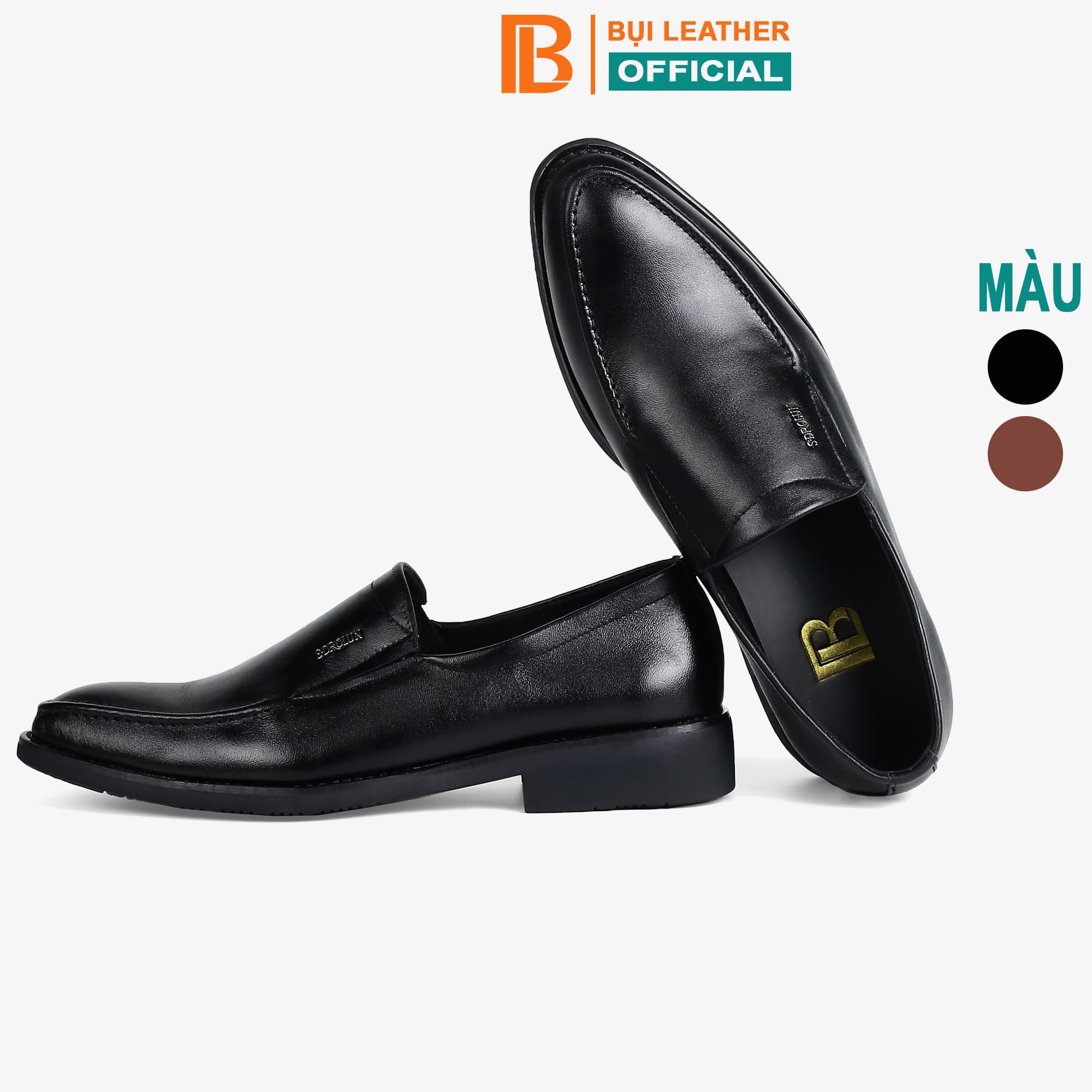 Giày nam công sở da bò nappa cao cấp, giày lười G114- Bụi leather- hộp sang trọng - 42 - Màu Đen