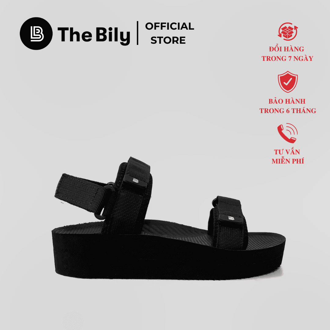 Giày Sandal Nữ The Bily 03W Quai Ngang - Màu Đen BL03WD  - 36