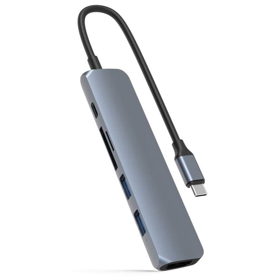 Cổng Chuyển Hyperdrive Bar 6-in-1 USB-C Hub HD22E For Macbook, Ipad Pro 2018, PC &amp; Devices Grey - Hàng Chính Hãng