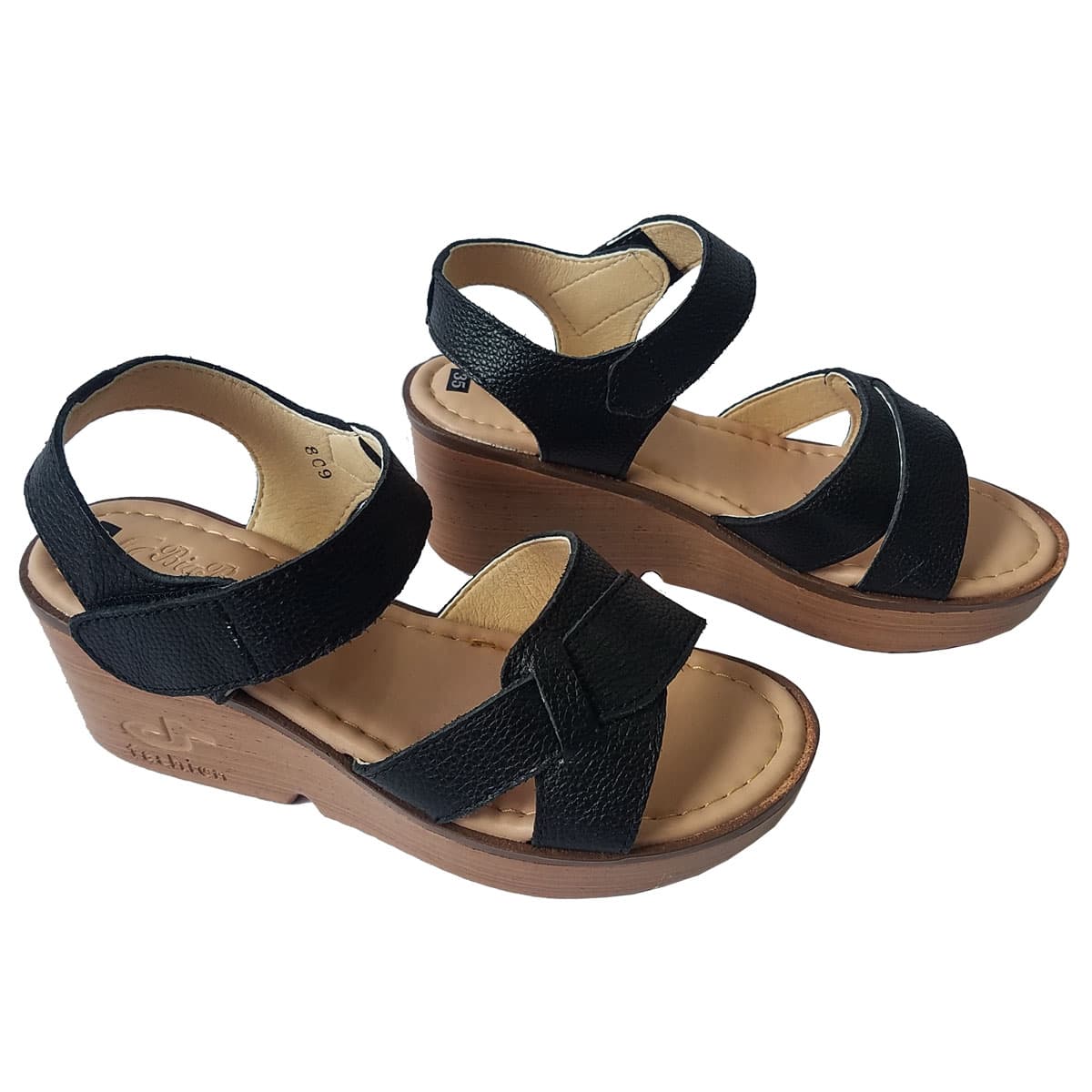 Giày Sandal Đế Xuồng Nữ Da Bò BIGGBEN Cao Cấp SDX31 - 35 - Đen