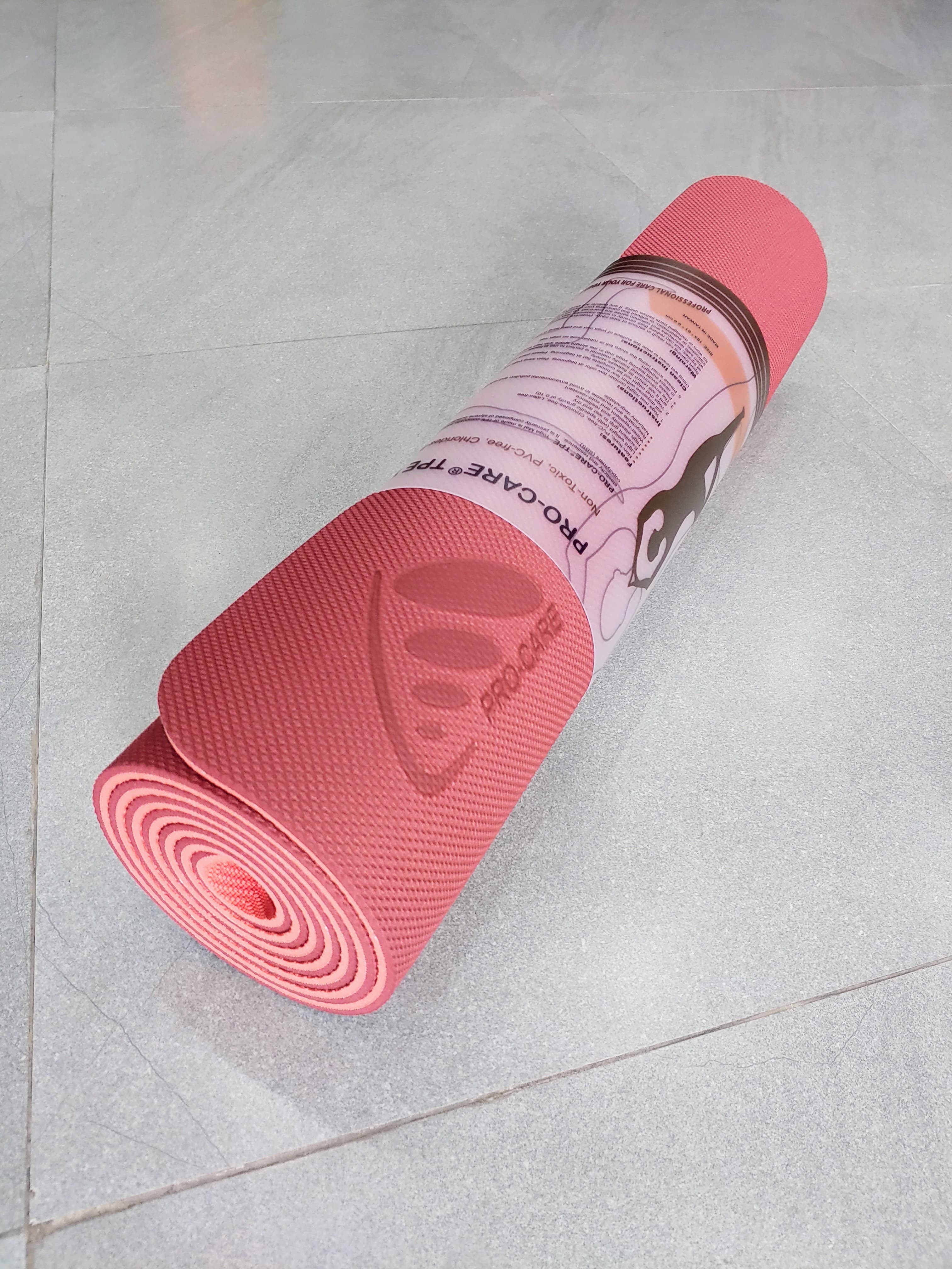 Thảm tập yoga Pro-Care định tuyến TPE 2 lớp 6mm Tặng kèm túi đựng thảm - Đỏ đô