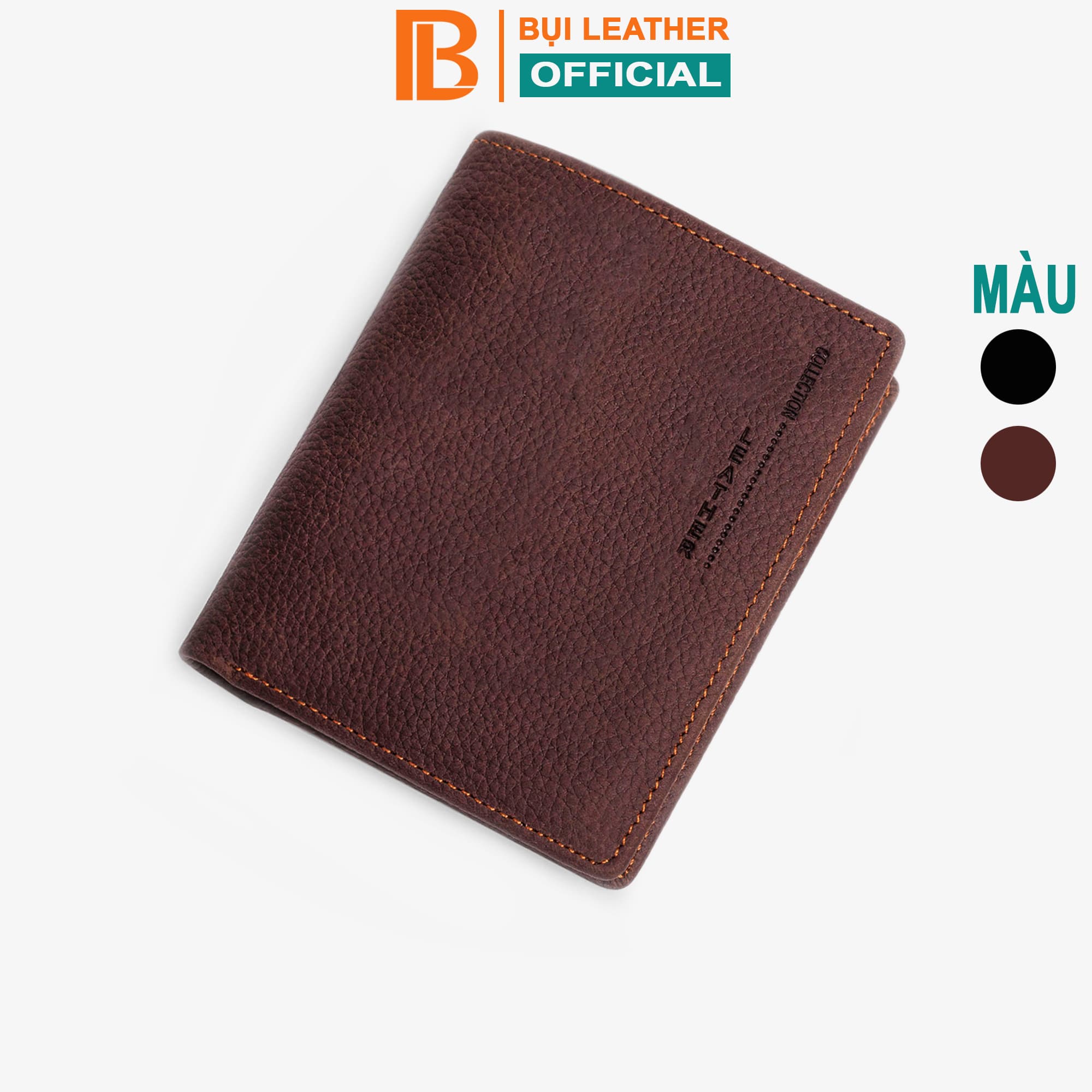 Ví nam, bóp nam da bò sáp Mexico Bụi Leather V102 - Bảo hành 12 tháng - Đứng nâu