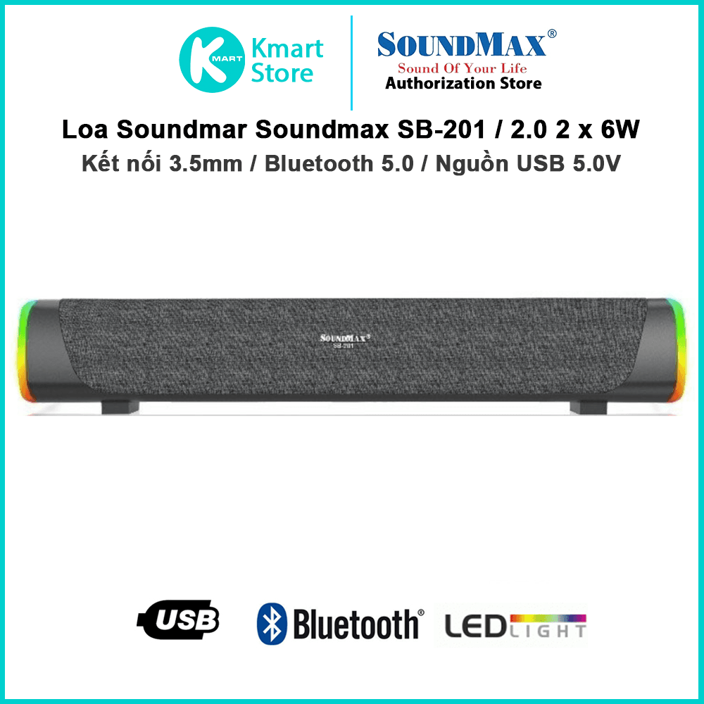 Loa Vi Tính SoundMax SB-201 2.0 12W - Hàng Chính Hãng. - Xám Đen
