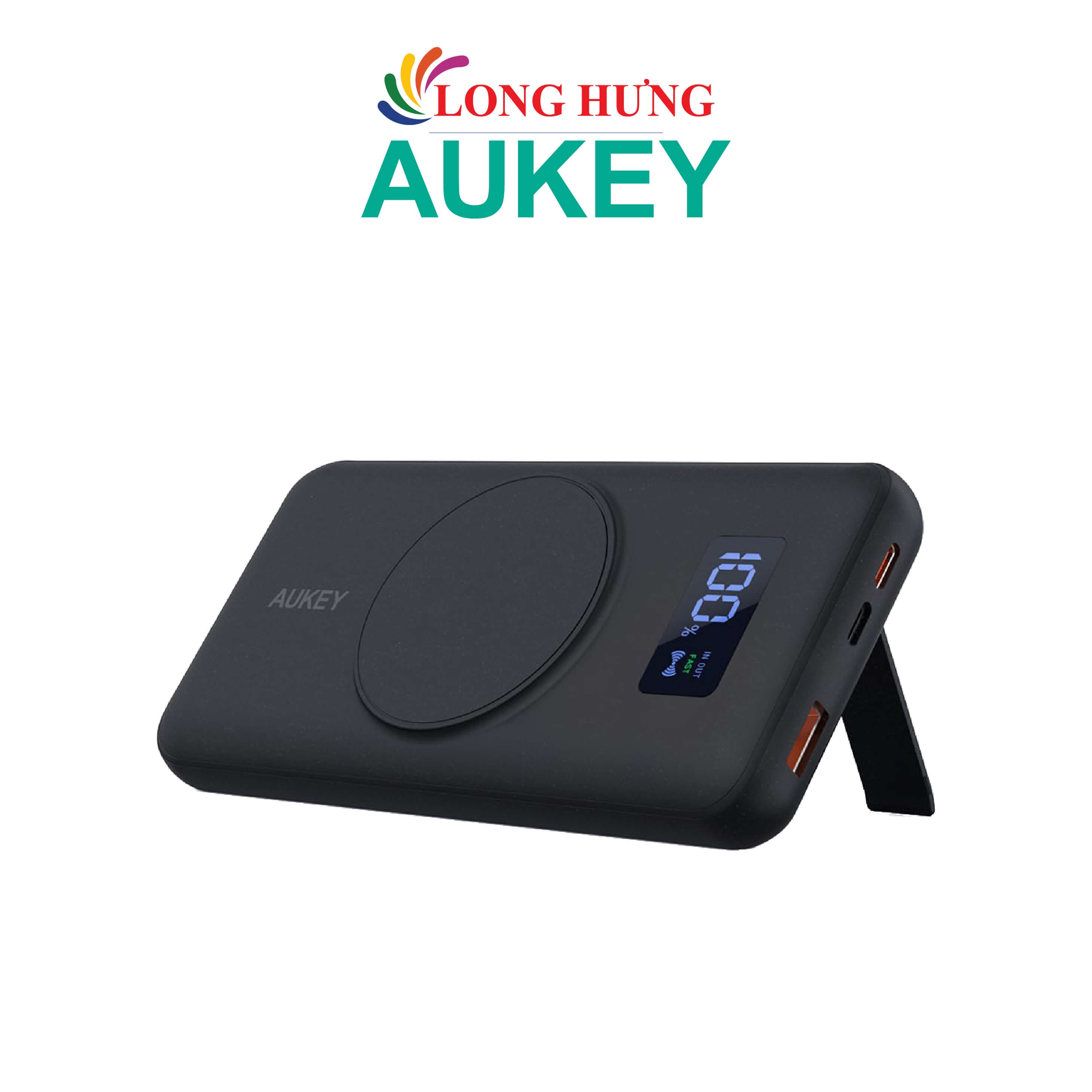 Sạc dự phòng kiêm sạc không dây Aukey Basix MagAir 22.5W QC 3.0 10000 mAh PB-WL02i - Hàng chính hãng - Đen
