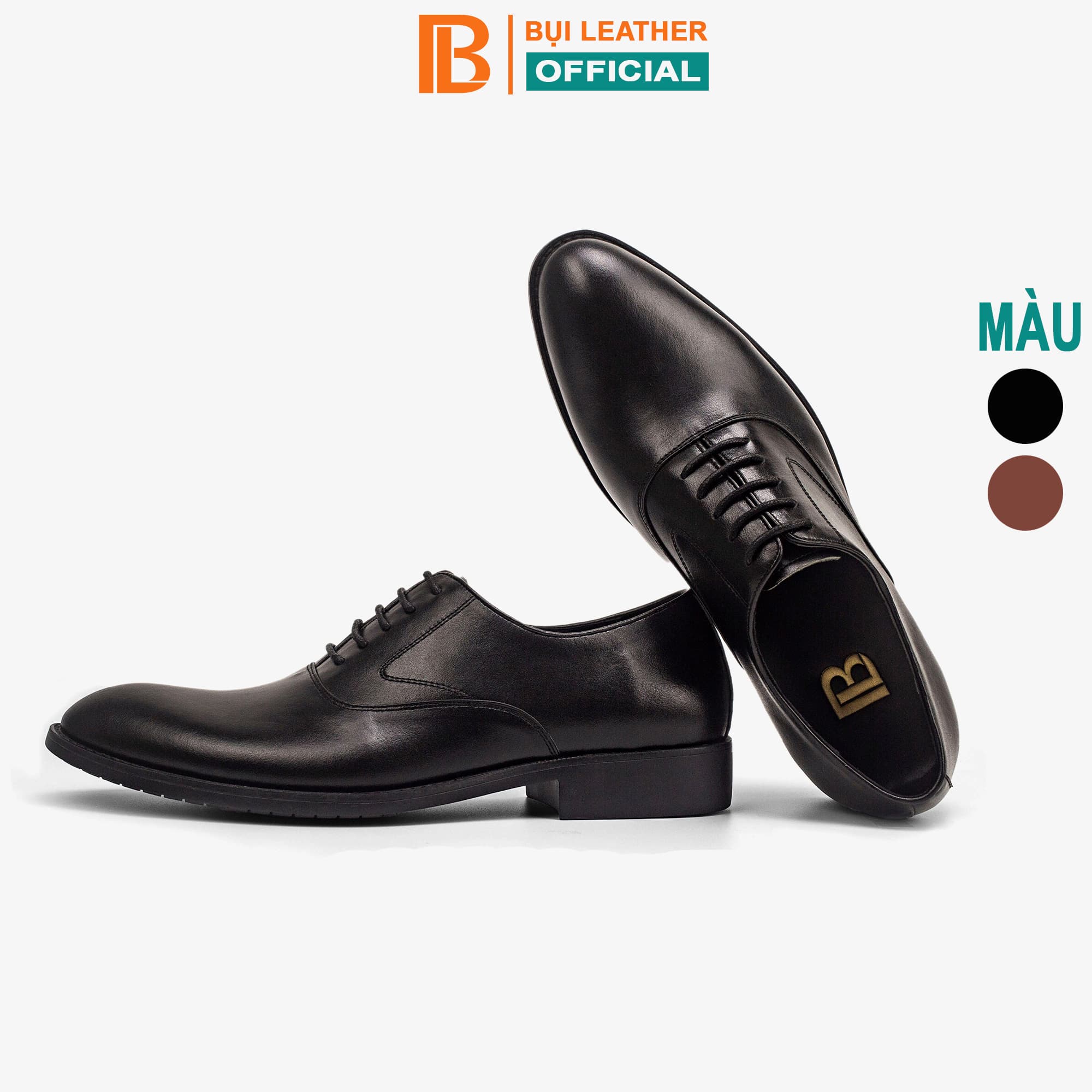 Giày da nam, giày oxford công sở G103 - Da bò Nappa cao cấp - Màu đen - 40