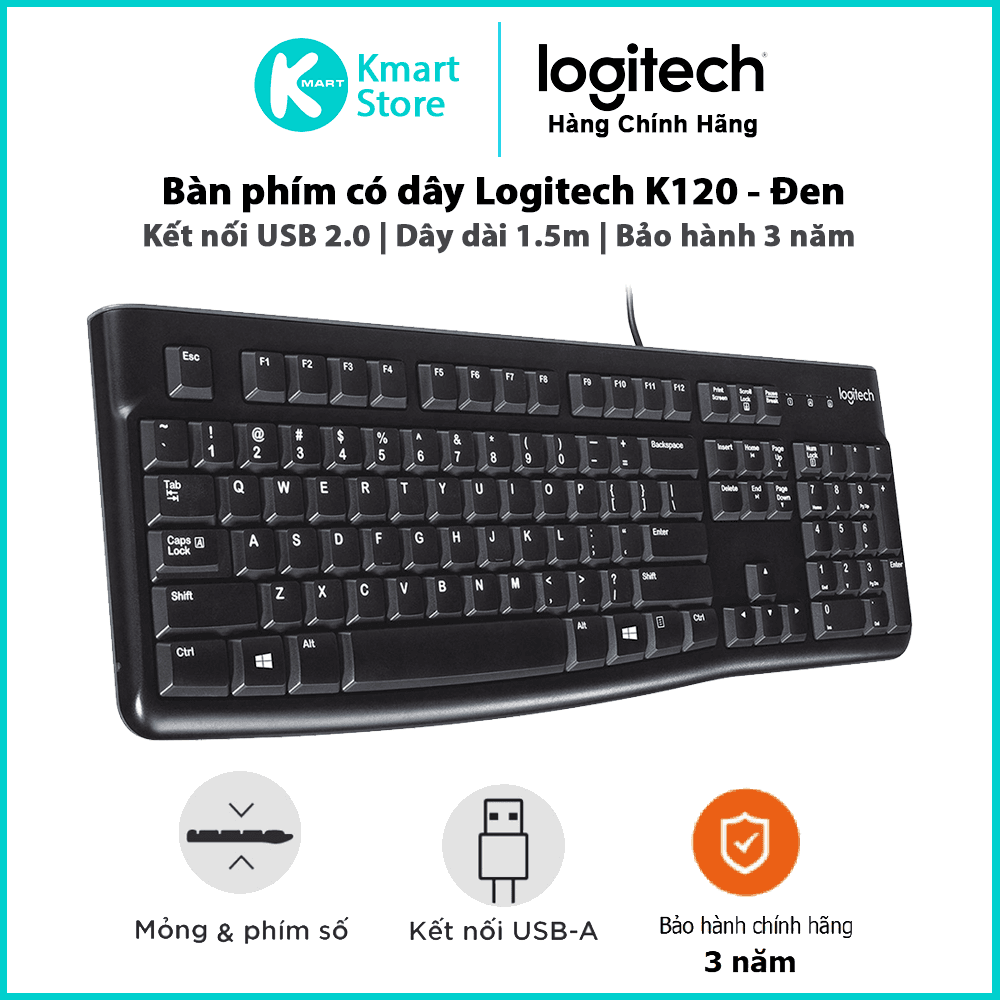 Bàn phím có dây Logitech K120 - Hàng chính hãng