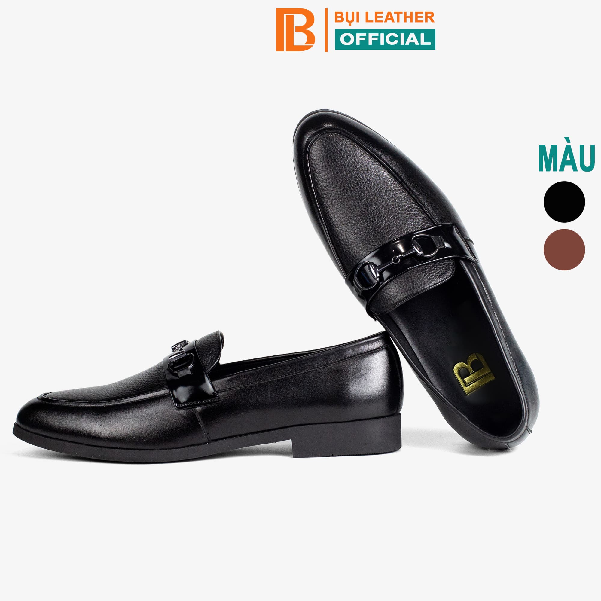 Giày lười da nam công sợ Bụi Leather G121 - Da bò Nappa cao cấp - 43 - Màu Đen