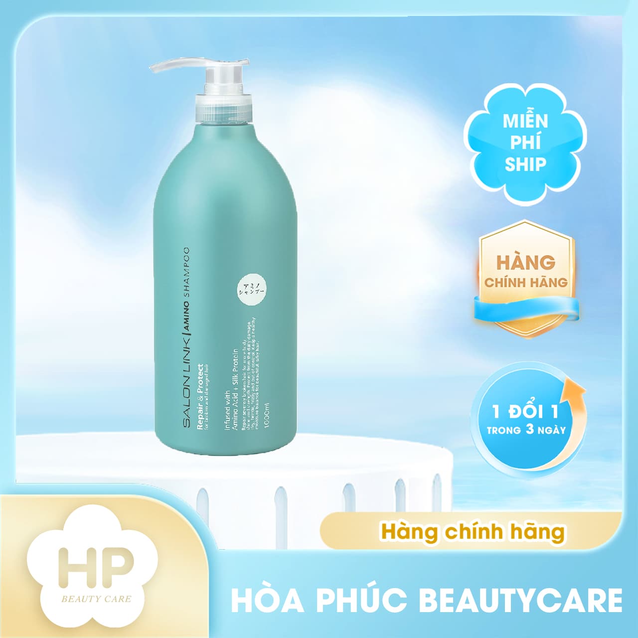 Dầu Gội Đầu Phục Hồi Tóc Khô Xơ Chẻ Ngọn Salon Link Amino Shampoo Chai 1000 mL