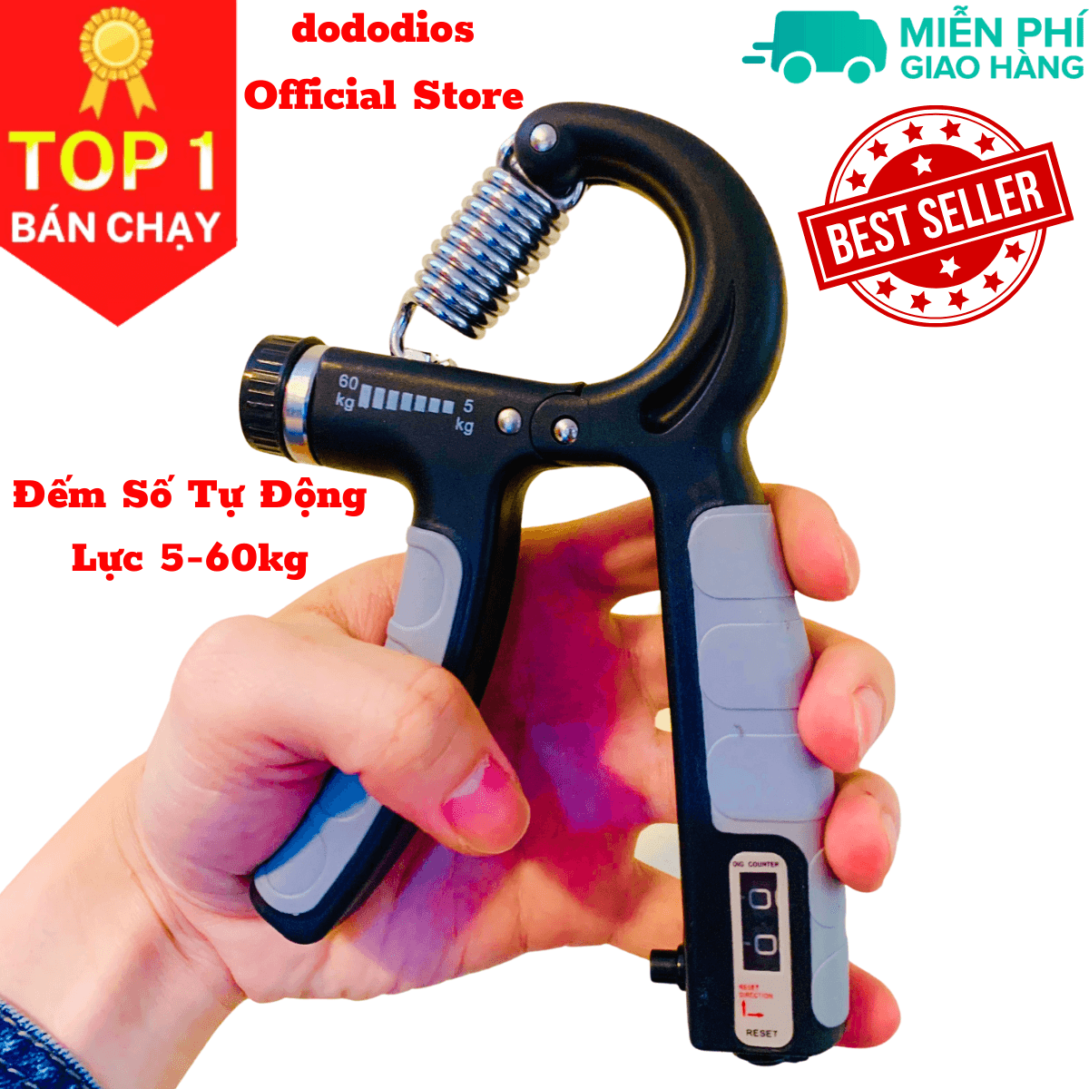 Kìm Bóp Tay Pro Đếm Số Điện Tử - Chọn Màu - Dụng Cụ Tập Gym Tập Cơ Bắp Cổ Tay Cao Cấp Tại Nhà Điều Chỉnh Lực Từ 10-100kg Chính Hãng Dododios - Kìm ECO Đếm Số Màu Ngẫu Nhiên