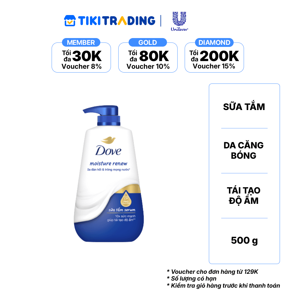 Sữa Tắm Serum Dove Pro-Ceramide Tái Tạo Độ Ẩm Cho Da Đàn Hồi Và Căng Bóng 500g
