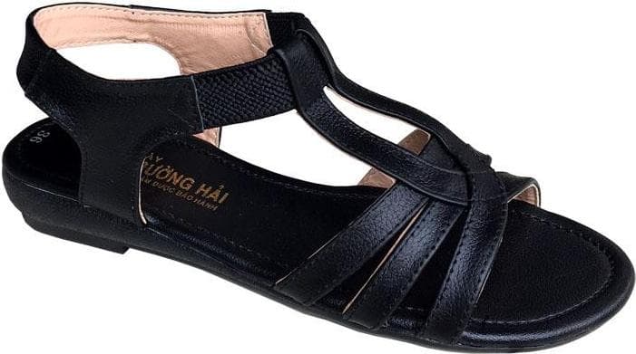 Giày sandal nữ Trường Hải đế cao 2.5cm quai dép da bò thật không nổ da đế cao su không trơn thời trang cao cấp SDN082 -  đen - 38