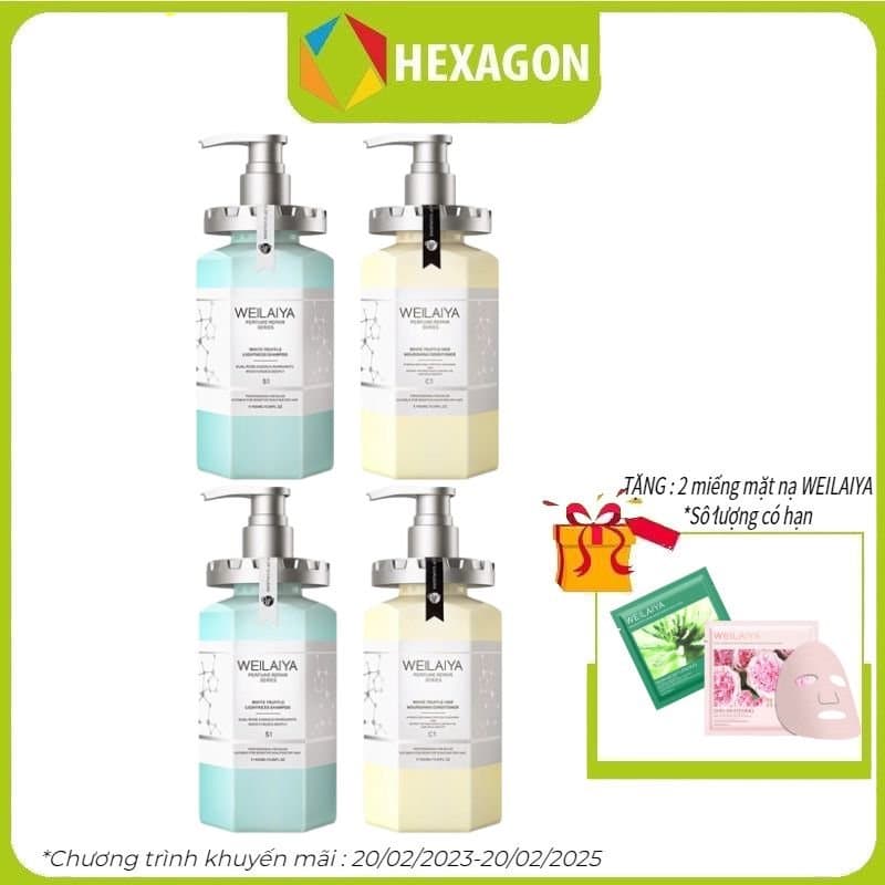 Combo 2 cặp Dầu gội xả phục hồi đa tầng nấm Truffle Weilaiya hương nước hoa - chăm sóc tóc và da đầu