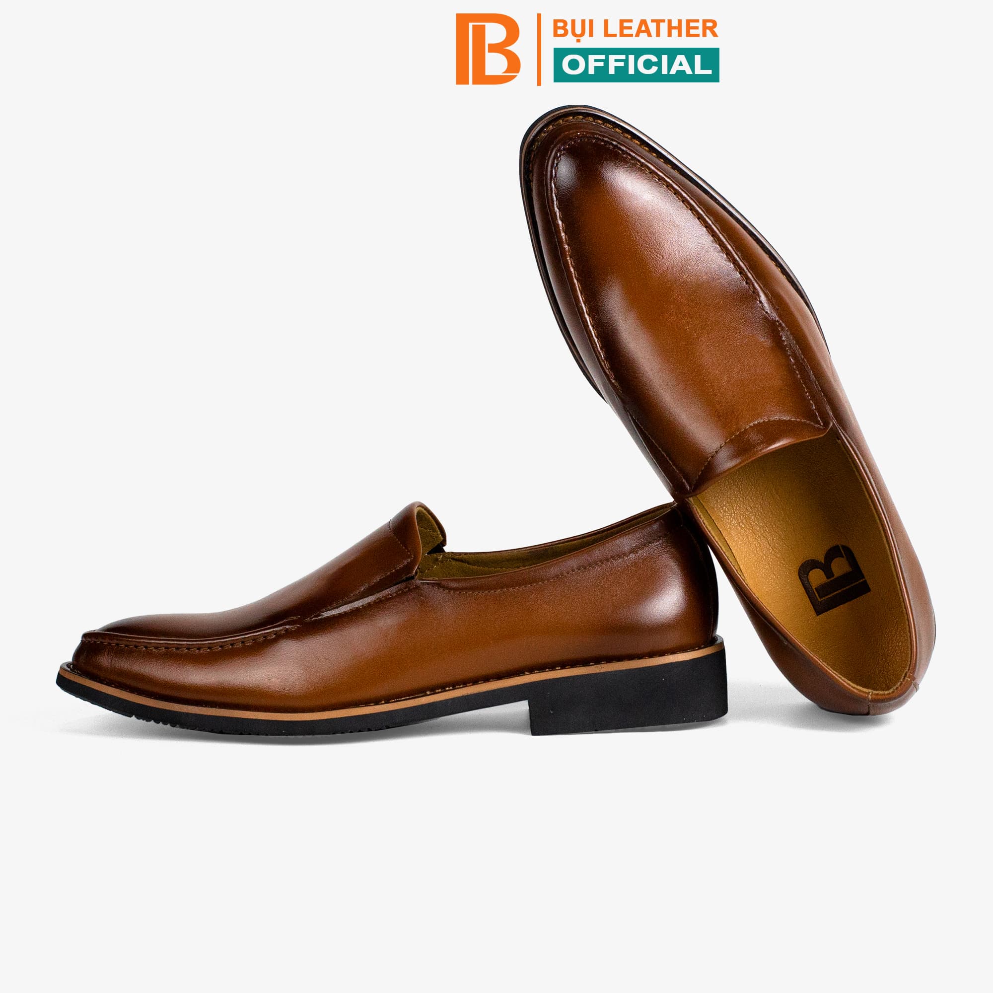 Giày nam công sở da bò nappa cao cấp, giày lười G114- Bụi leather- hộp sang trọng - 43 - Màu Nâu