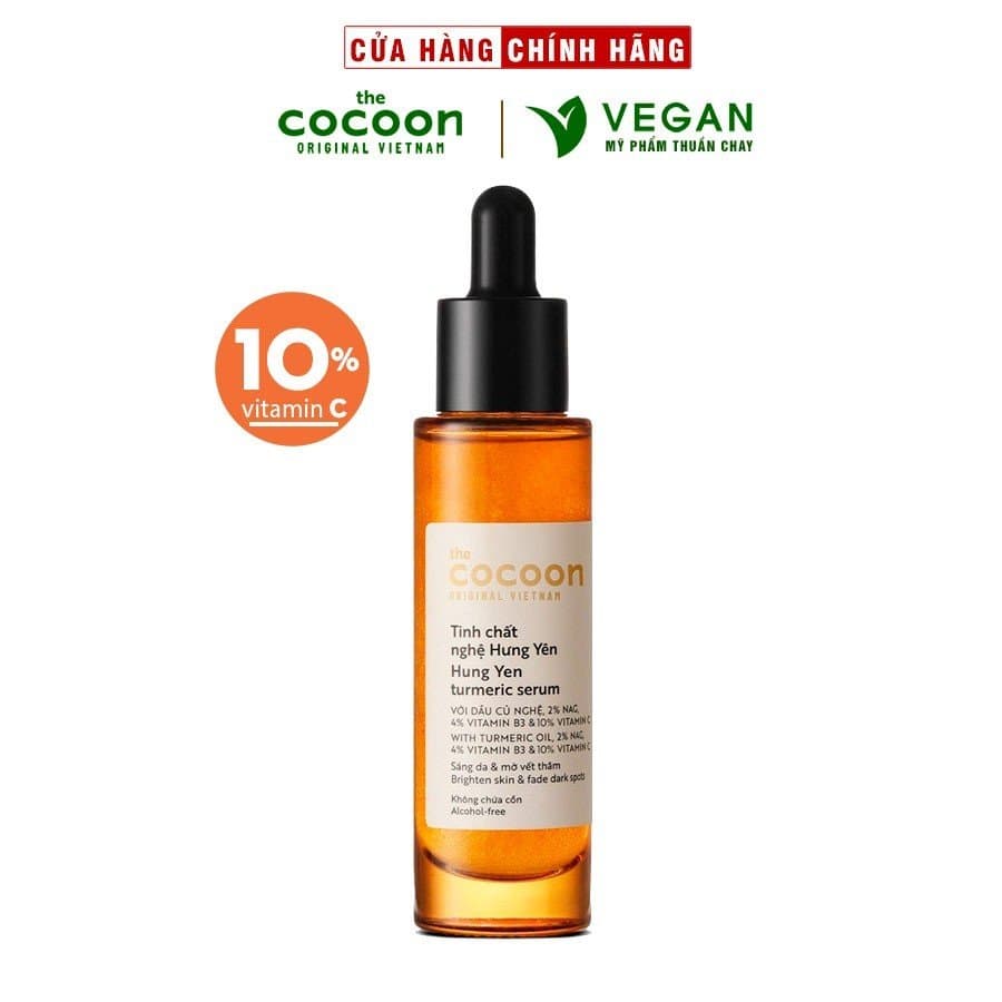 Tinh chất nghệ Hưng Yên 10 Vitamin C cocoon 30ml turmeric serum thuần chay