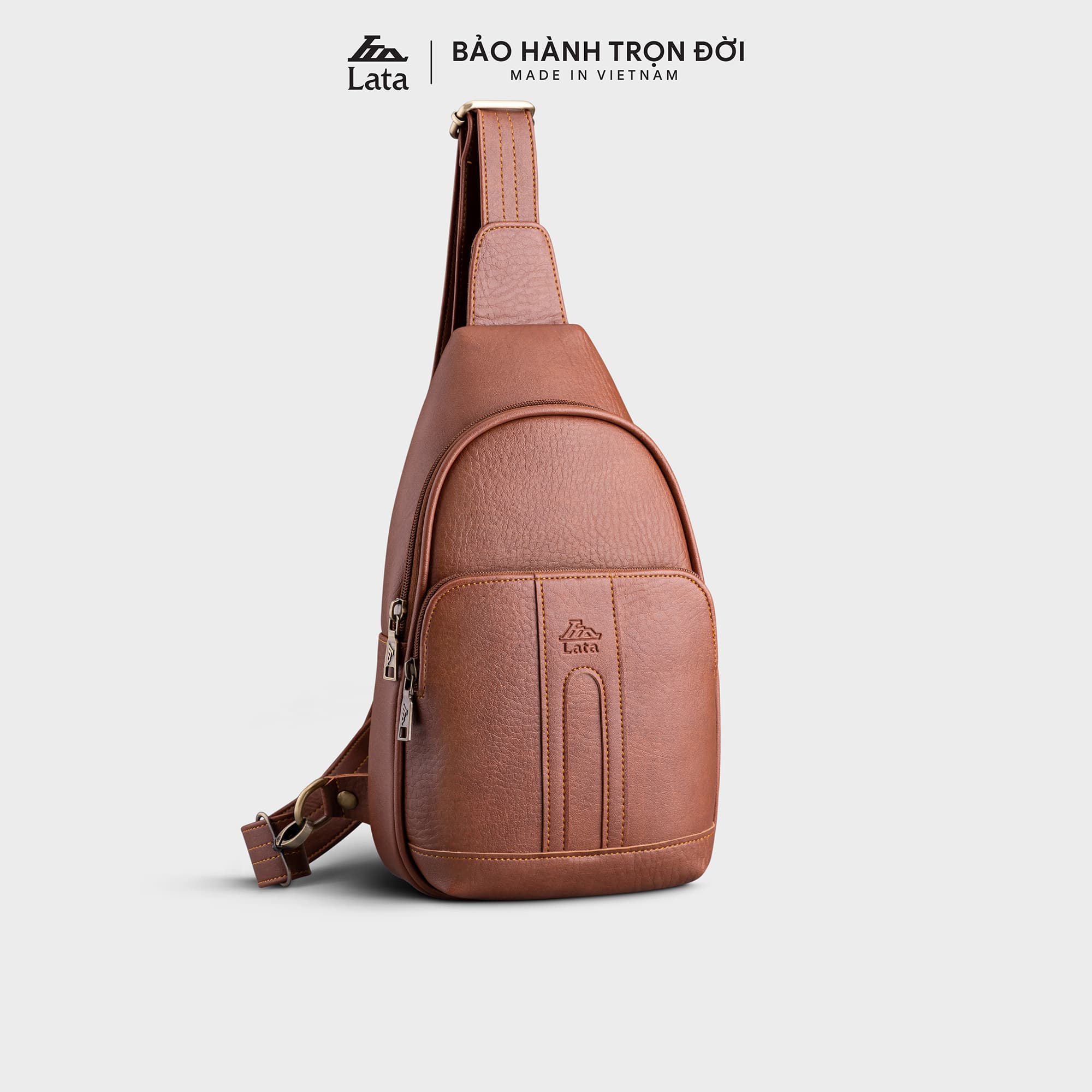 Balo Lata  Thời trang nam cá tính cở nhỏ - Balo đeo chéo da BALC29  - Bò đậm