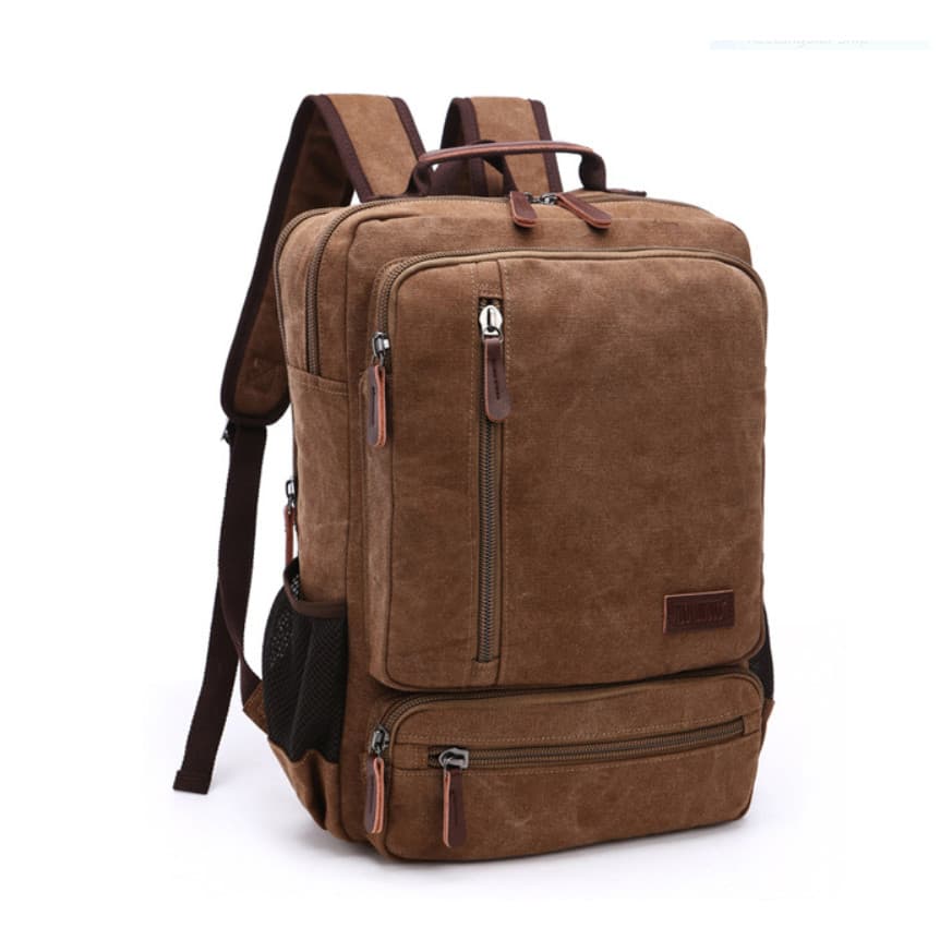 Balo nam vải canvas cao cấp phong cách mới 15,6 - Màu nâu