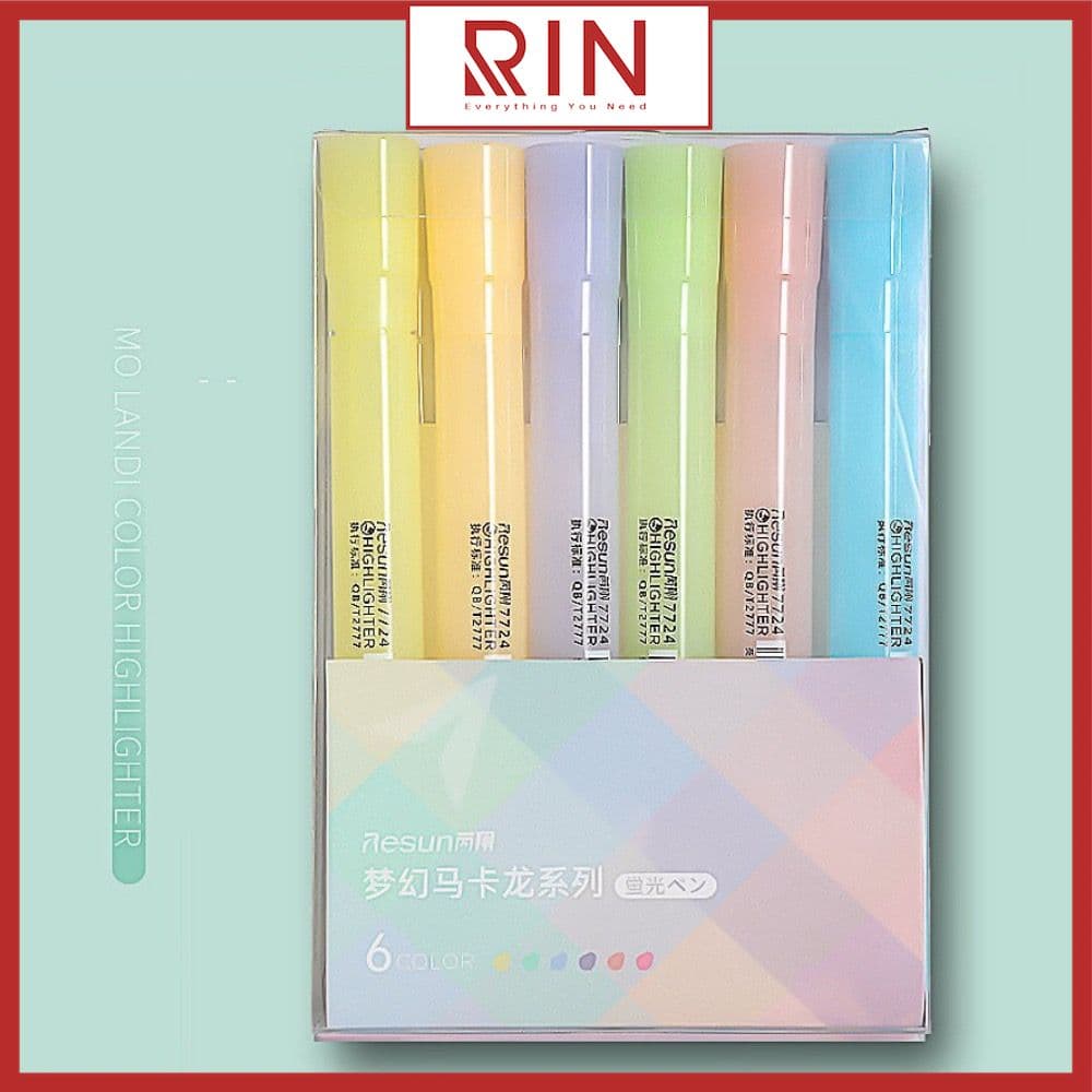 Set 6 bút highlight dạ quang đánh dấu dòng Macarone and Mid Highlighter - Macaron ver 2