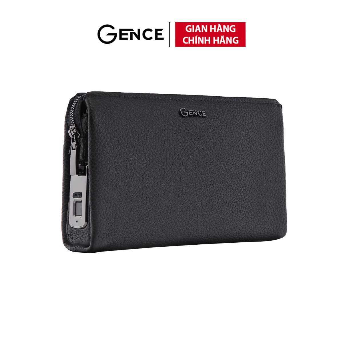Ví Cầm Tay Clutch Nam Chính Hãng GENCE RB06 Da Bò Khóa Vân Tay Cao Cấp Màu Đen - Khóa vân tay