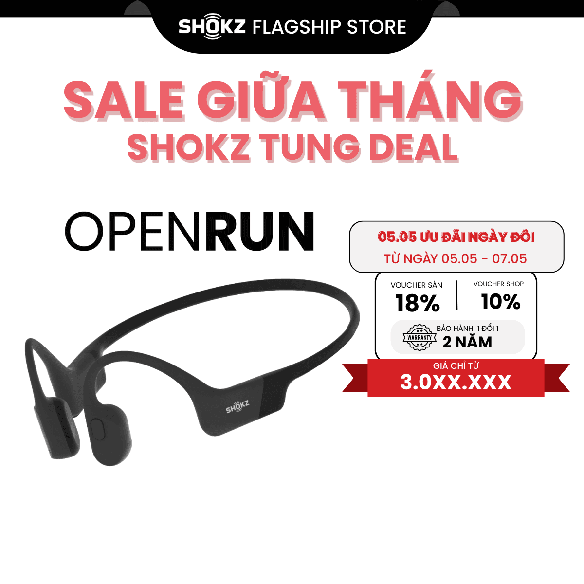 Tai Nghe Bluetooth Thể Thao Truyền Âm Thanh Qua Xương SHOKZ OPEN RUN S803 - Hàng chính hãng - màu đen
