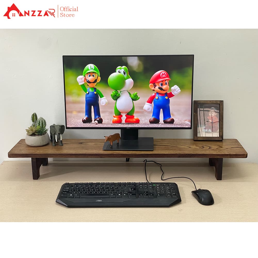 Kệ kê màn hình máy tính bằng gỗ, Kệ gỗ kê màn hình máy tính Gaming Anzzar-02 - Gỗ thông tấm - DxRxC100x20x12cm