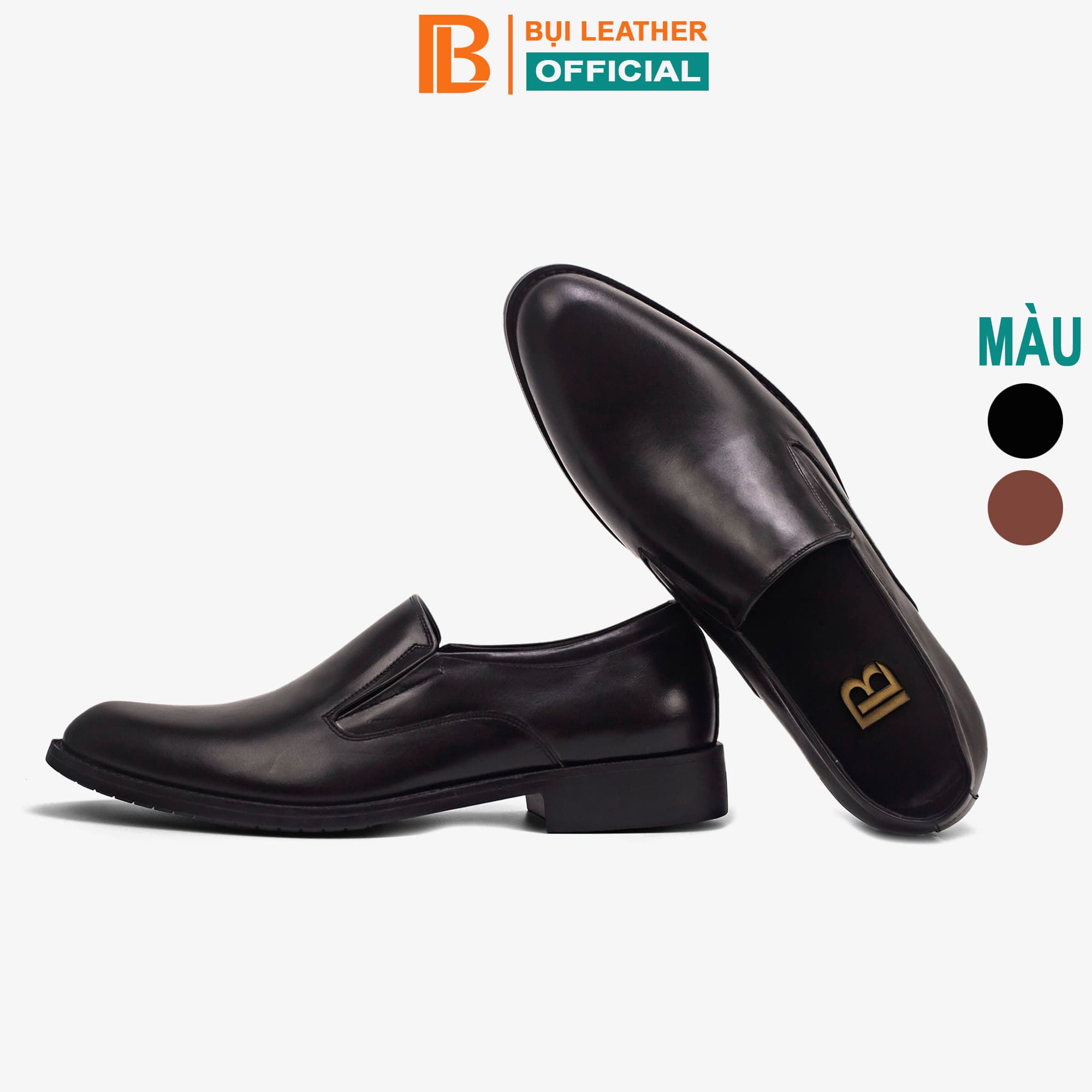 Giày lười da nam công sở Bụi Leather G107 - Da bò Nappa cao cấp - Màu Đen - 40