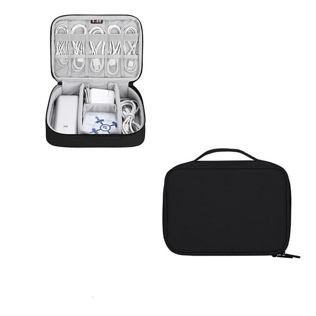 Túi phụ kiện công nghệ BUBM chuyên dụng 1 ngăn, 2 ngăn đựng bộ sạc macbook, máy tính bảng, dây cáp sạc, pin dự phòng, tai nghe - Túi 1 ngăn - Đen