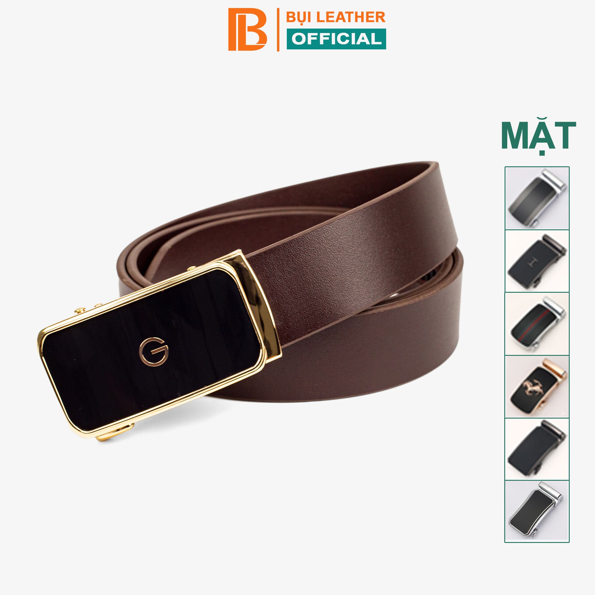 Thắt lưng nam, dây nịt nam da bò thật nguyên tấm Bụi Leather L111 - Khóa tự động, nhiều mặt khóa tùy chọn - Bảo hành 12 tháng - Mặt khoá M1