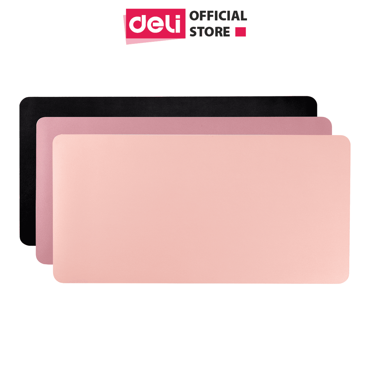 Bàn Di Chuột - Miếng Lót Chuột Hai Mặt Da PU Chống Nước Deli - Kiêm Deskpad Thảm Da, Trải Bàn Làm Việc - Nhiều Kích Cỡ Màu Sắc - Hàng Chính Hãng - VS782 VS783 - 60x30cm - Đen