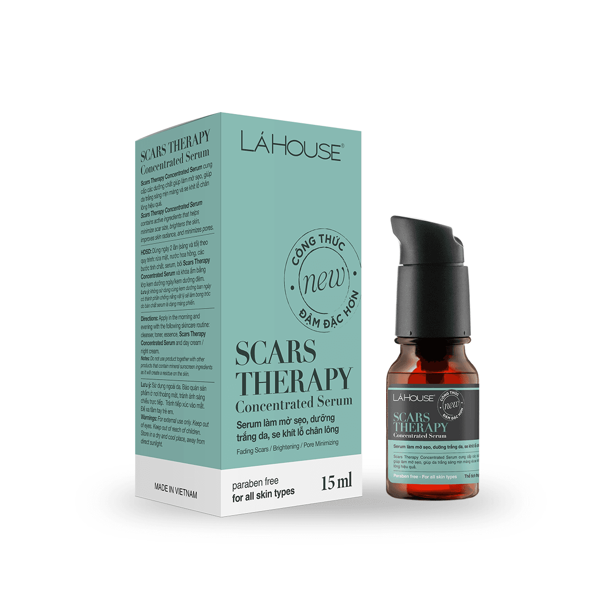 Serum giúp dưỡng trắng da, làm mờ sẹo và se khít lỗ chân lông Lá House Scars Therapy Concentrated 15ml30ml - 15ml