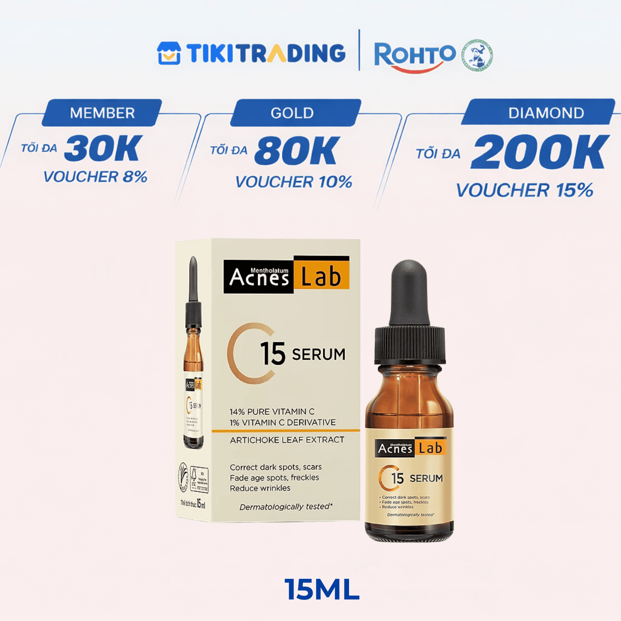 Seum VItamin C 10 dưỡng trắng mờ thâm sạm Acnes Lab C10 serum 15ml