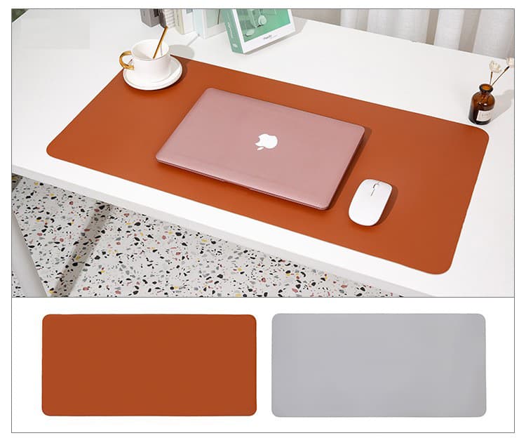 Tấm Lót Chuột, Thảm Da Trải Bàn Làm Việc VinBuy, Miếng Di Chuột Cỡ Lớn 40cmx80cm - Hàng Chính Hãng  - Nâu - Xám