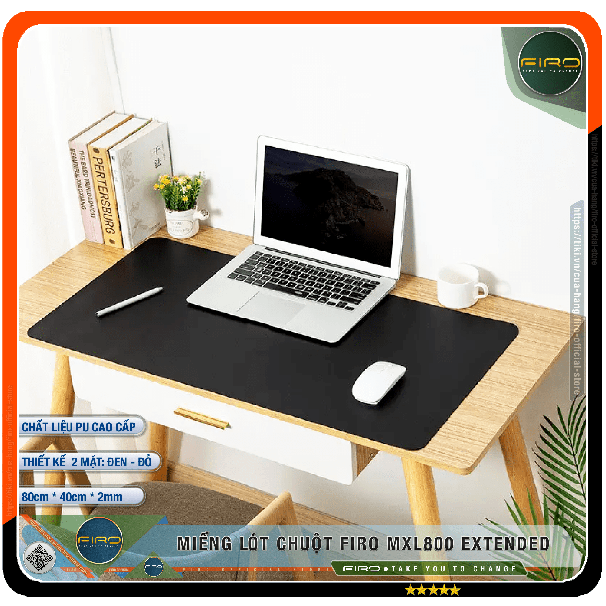 Miếng Lót Chuột FIRO MXL800 EXTENDED - Tấm Lót Chuột Cỡ Lớn 2 Mặt 80cmx40cm - Chất Liệu Da PU Cao Cấp - Tấm Lót Chuột Và Bàn Phím Chơi Game - Tấm Trải Bàn Làm Việc - Hàng Chính Hãng FIRO - FIRO MXL800 EXTENDED Đen - Đỏ